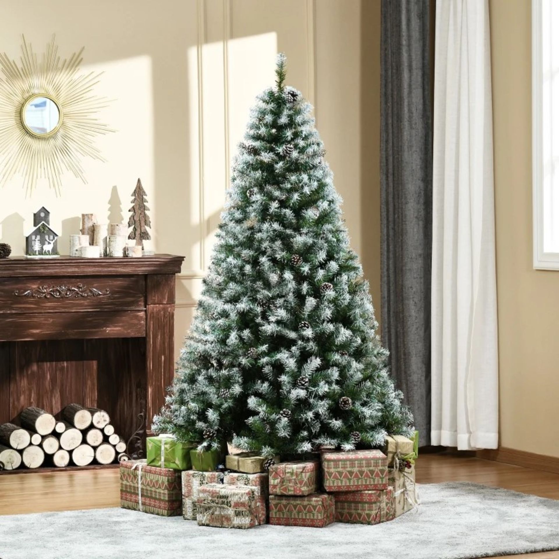 RRP £98.99 - HOMCOM 6FT Artificial Christmas Tree with Pine Cones, Holiday Home Xmas Decoration