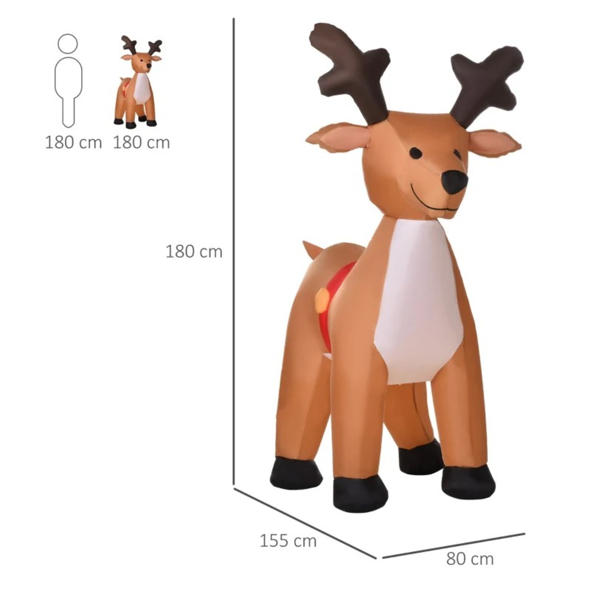 RRP £53.99 - HOMCOM Lighted Christmas Inflatable Reindeer Blow Up Outdoor Decoration for Garden - - Image 2 of 3