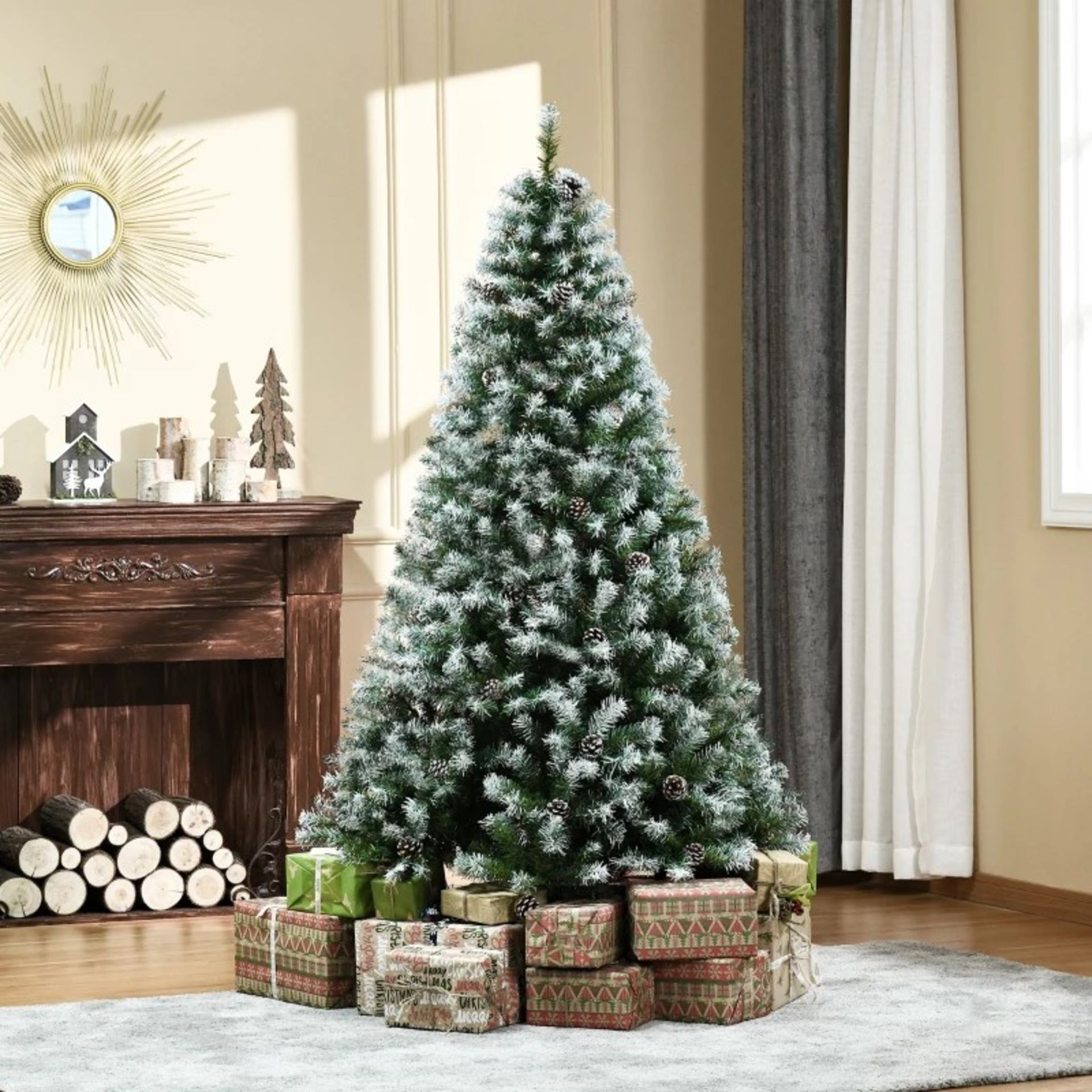 RRP £998.99 - HOMCOM 6FT Artificial Christmas Tree with Pine Cones, Holiday Home Xmas Decoration