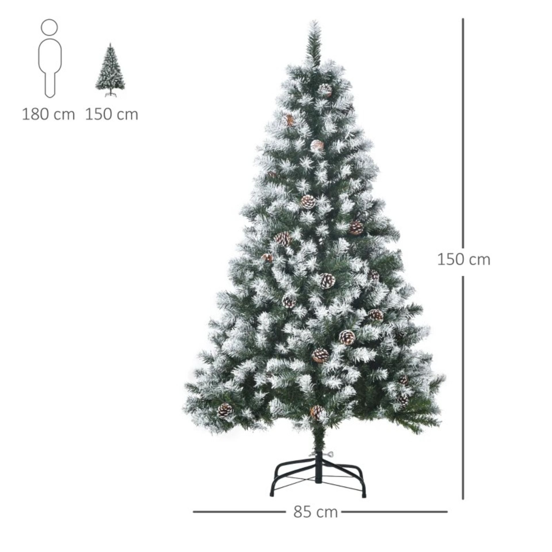 RRP £99.99 - HOMCOM 5FT Artificial Christmas Tree with Pine Cones, Holiday Home Xmas Decoration - Image 2 of 3