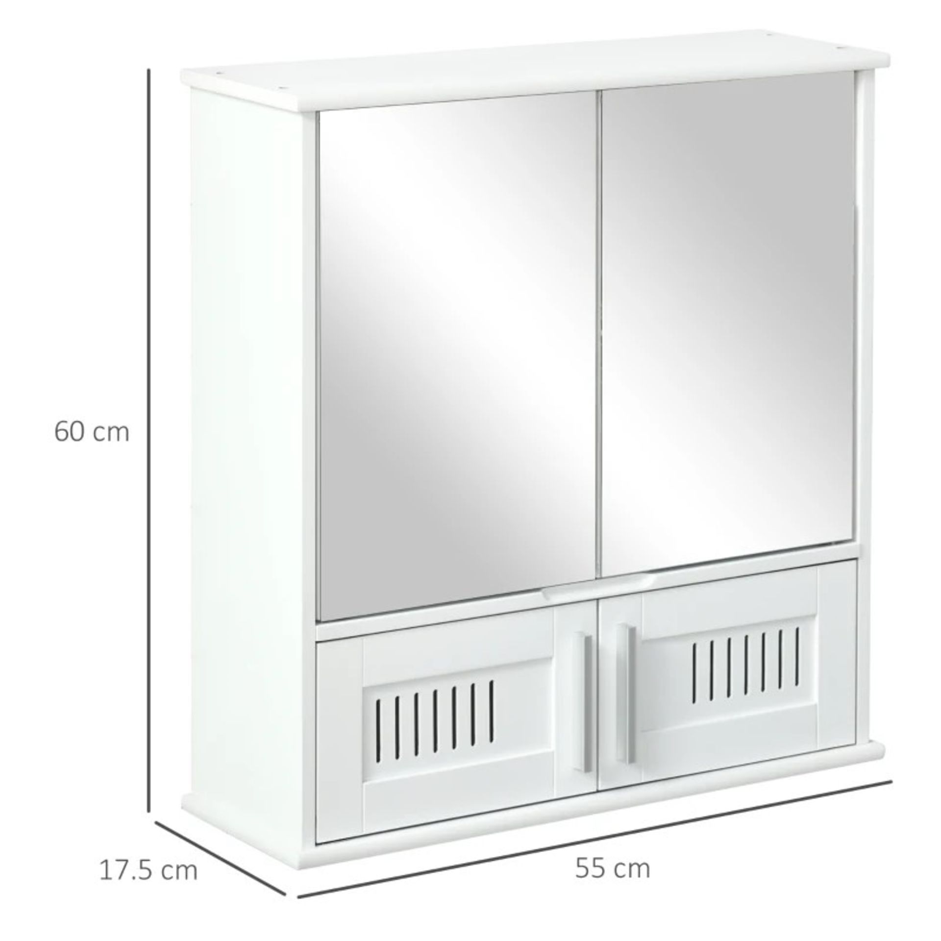 RRP £57.99 - kleankin Bathroom Mirror Cabinet Wall Mount Storage Cupboard W/ Door and Shelves - Image 3 of 4