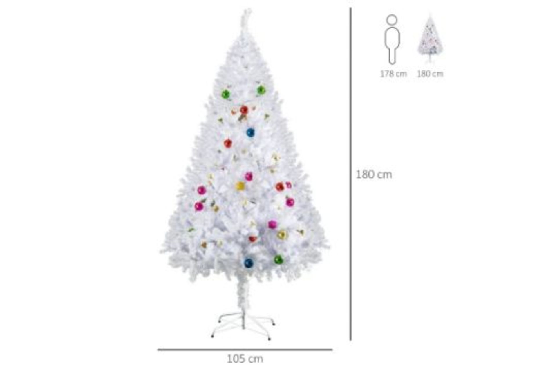 RRP £53.99 - 6FT Artificial Christmas Tree with Metal Stand Decorations Home Seasonal Elegant Faux - Image 2 of 3