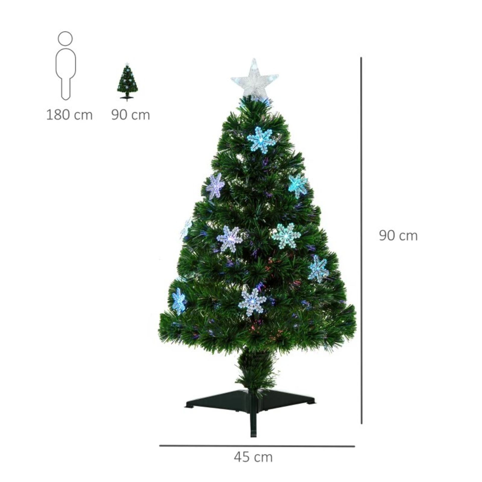 RRP £36.99 - HOMCOM 3FT Green Fibre Optic Artificial Christmas Tree Xmas Colourful LED Scattered - Image 2 of 4