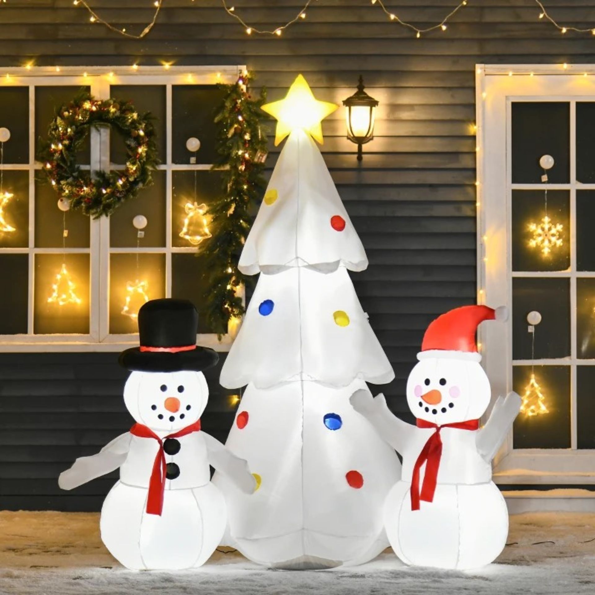 RRP £68.99 - HOMCOM 6.2FT Christmas Inflatable Tree with Snowmen Outdoor Decoration for Garden -