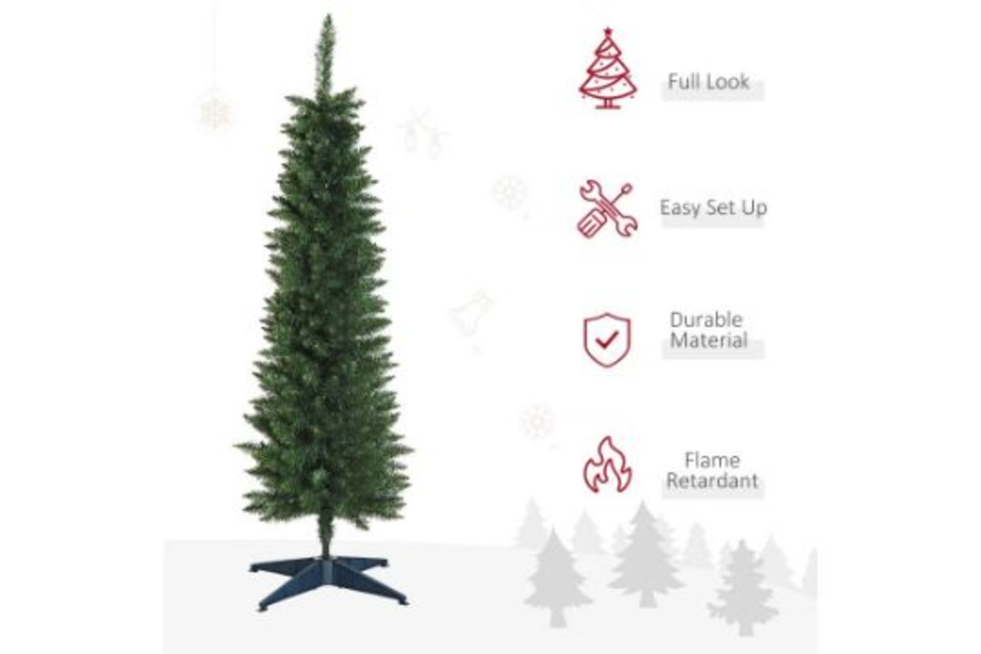 RRP £35.99 - 5FT Artificial Pine Pencil Slim Tall Christmas Tree with 294 Branch Tips Xmas Holiday