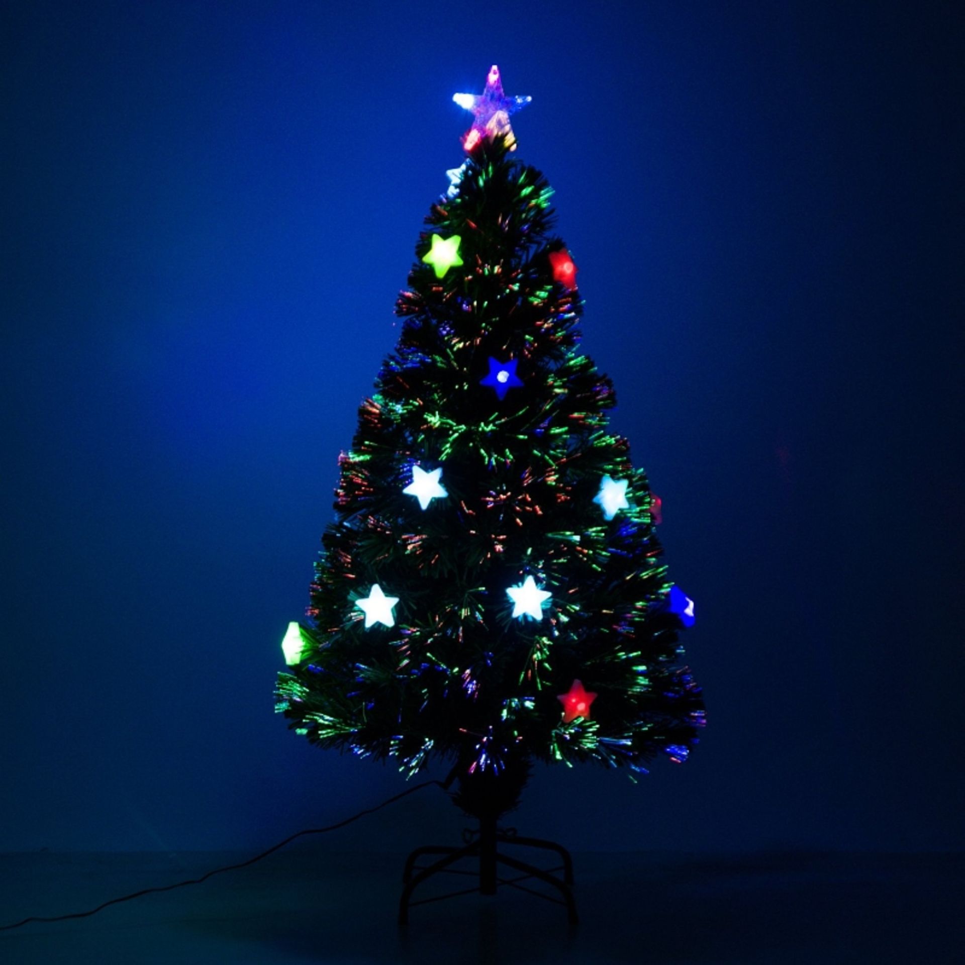 RRP £56.99 - HOMCOM 4FT Prelit Artificial Christmas Tree Fibre Optic Star LED Light with LED Light