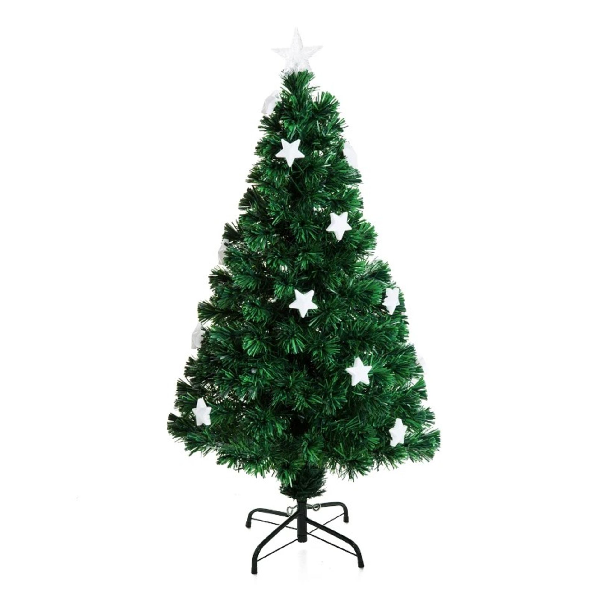 RRP £56.99 - HOMCOM 4FT Prelit Artificial Christmas Tree Fibre Optic Star LED Light with LED Light - Image 3 of 4