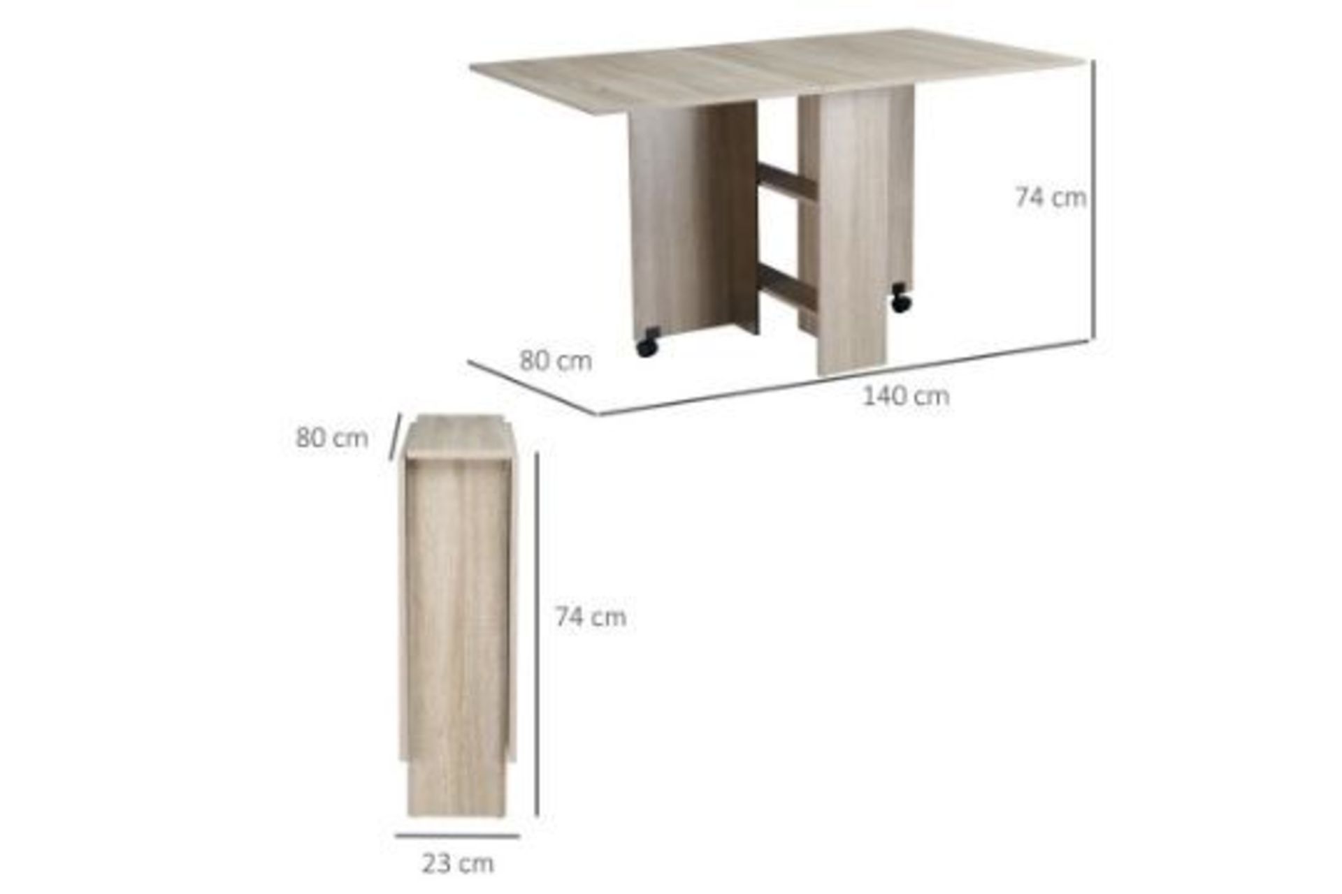 RRP £114.99 - HOMCOM Folding Dining Table Drop Leaf Expandable 6 Person w/ Wheels, Storage Shelf - - Image 3 of 4