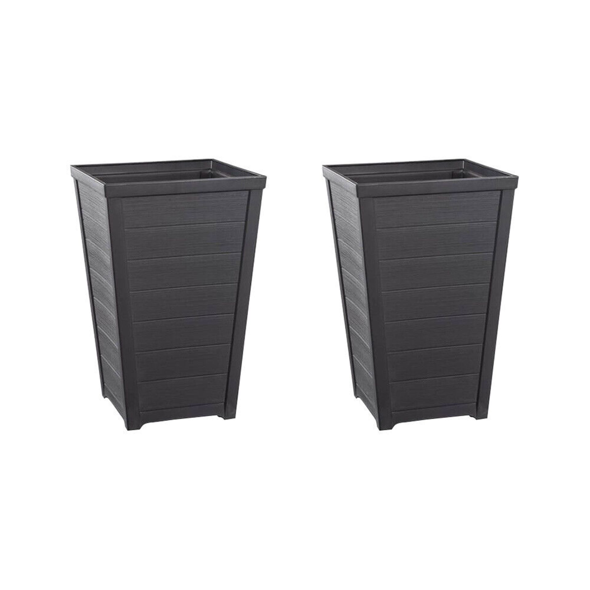 RRP £54 - X2 New Stylish & Durable Large Keter Taper Planters - 43 x 43 x 73cm