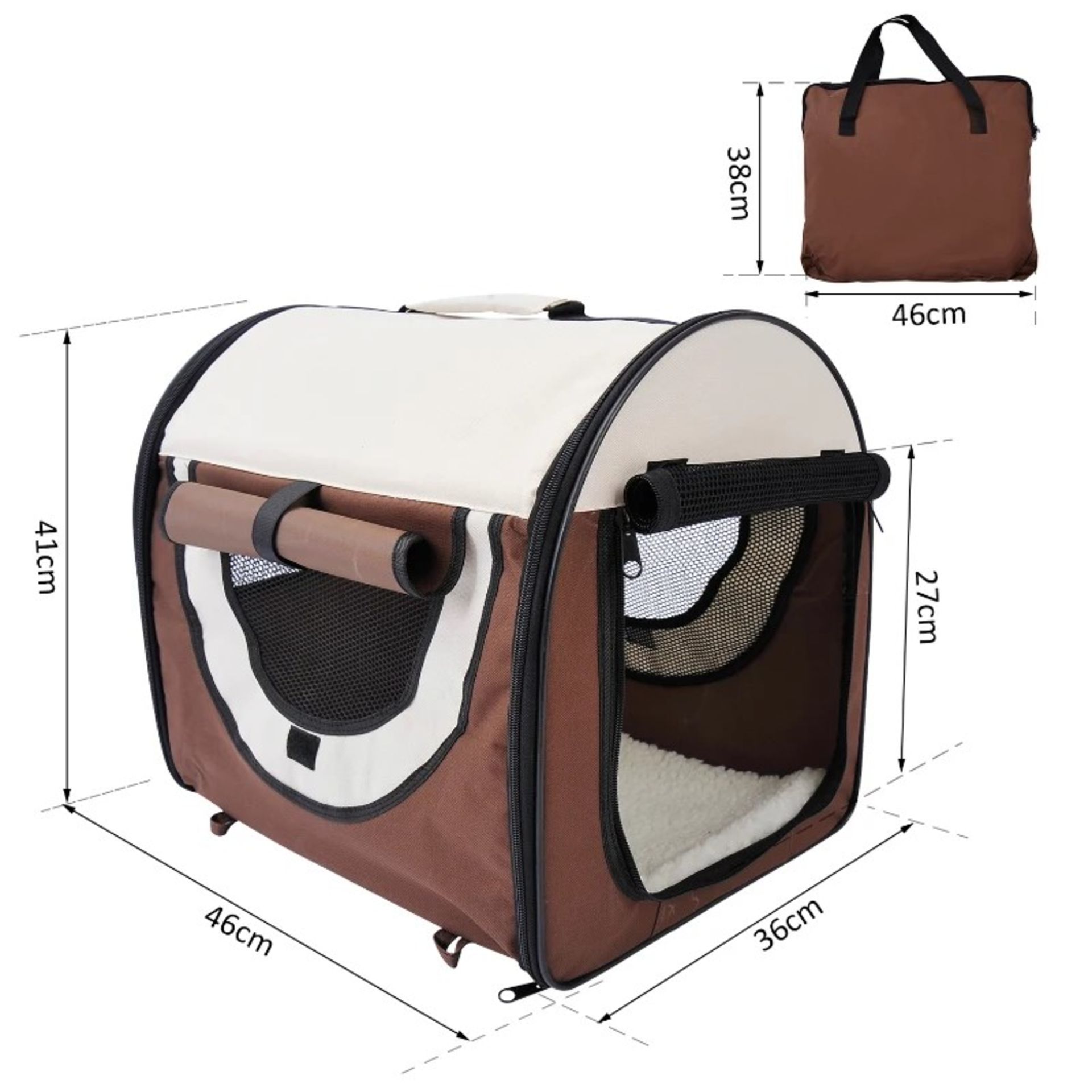 RRP £68.99 - Pawhut Folding Fabric Soft Pet Crate, 46Lx36Wx41H cm-Brown - Image 2 of 4