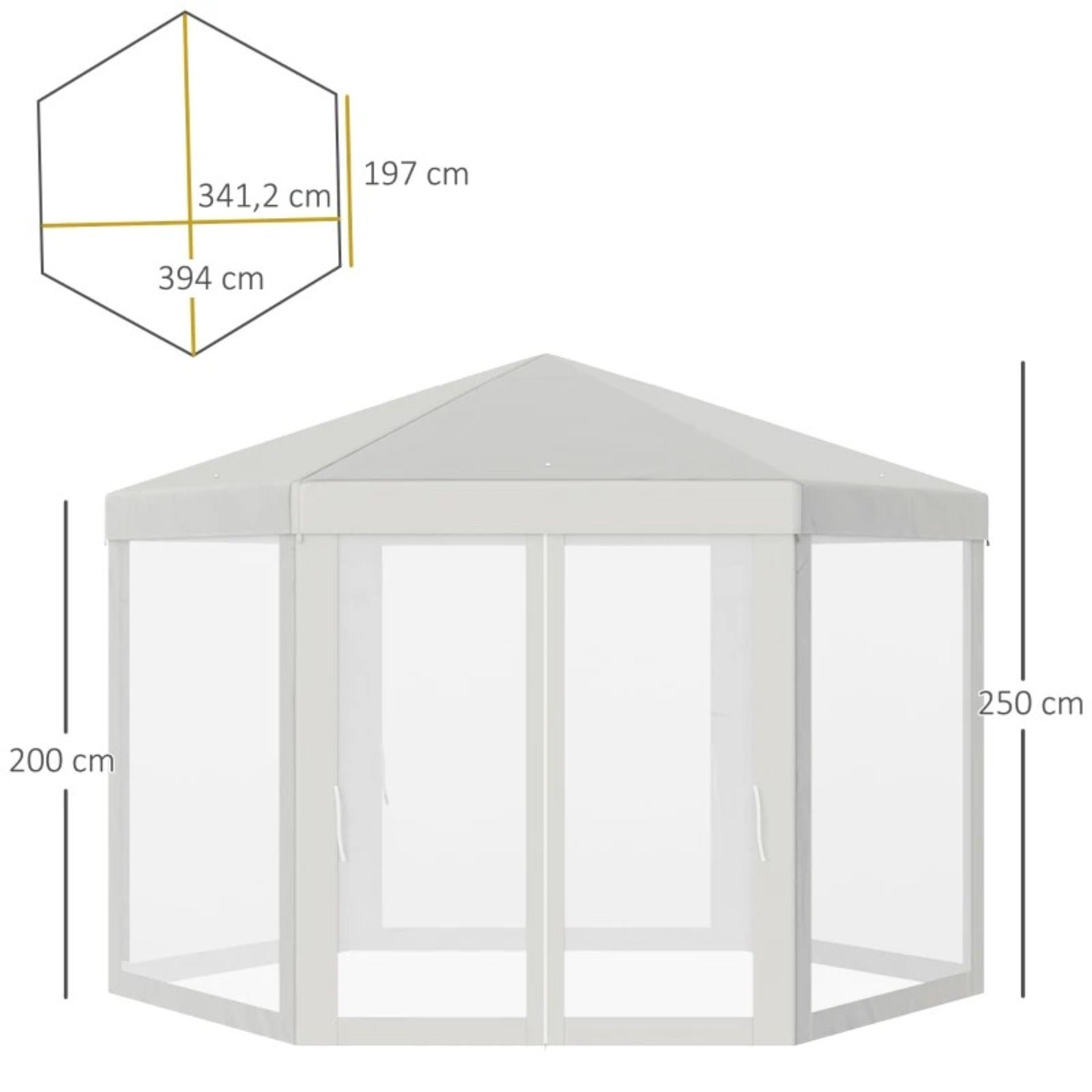 RRP £89.99 - Outsunny 4M Hexagon Gazebo, Netting Party Tent Patio Canopy Outdoor Event Shelter for - Image 2 of 4