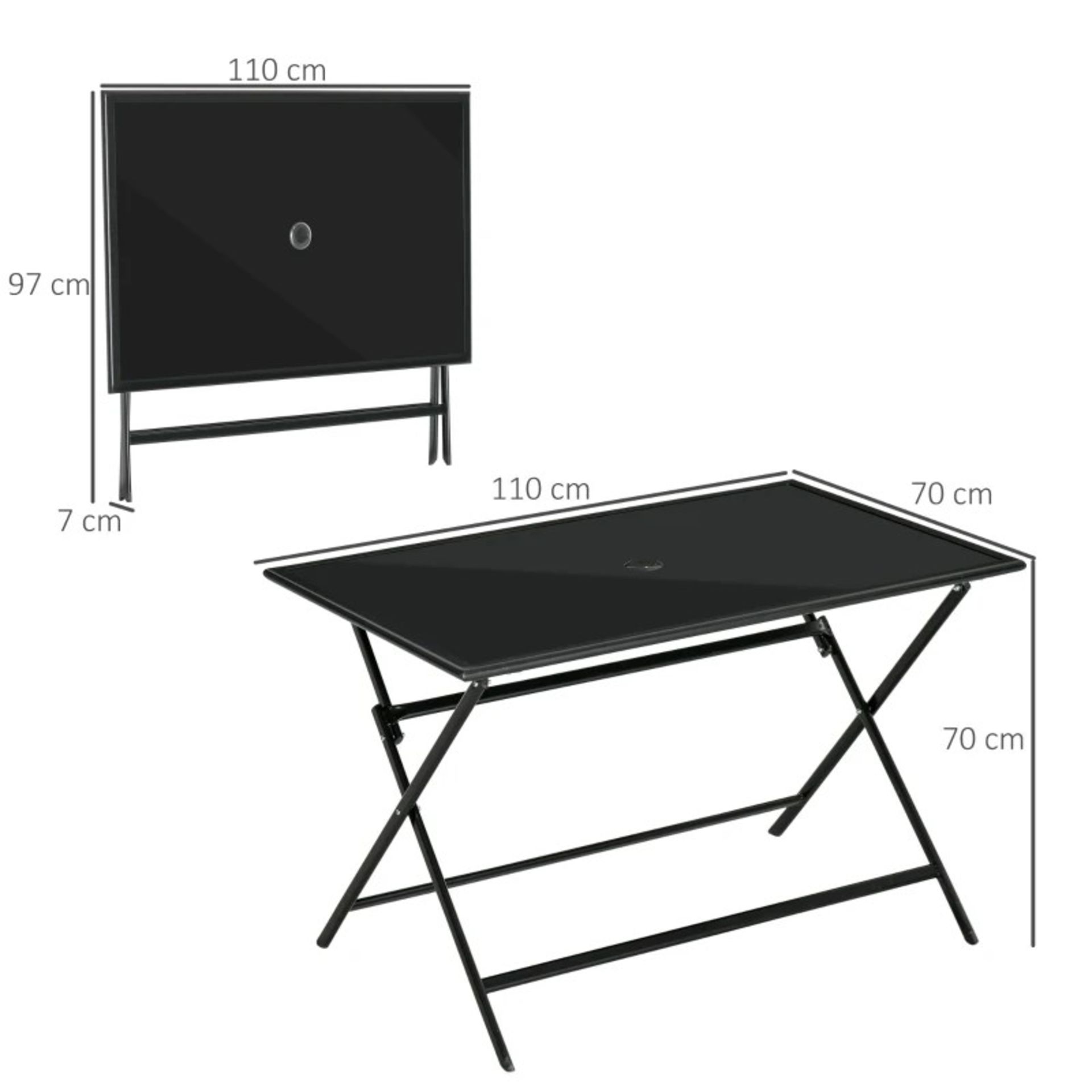 RRP £104.99 - Outsunny Folding Outdoor Dining Table for 6, Rectangle Garden Table Tempered Glass Top - Image 2 of 4
