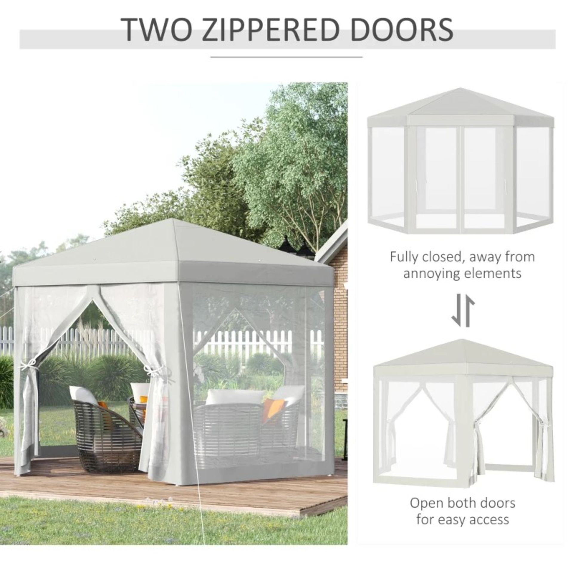 RRP £89.99 - Outsunny 4M Hexagon Gazebo, Netting Party Tent Patio Canopy Outdoor Event Shelter for - Image 3 of 4