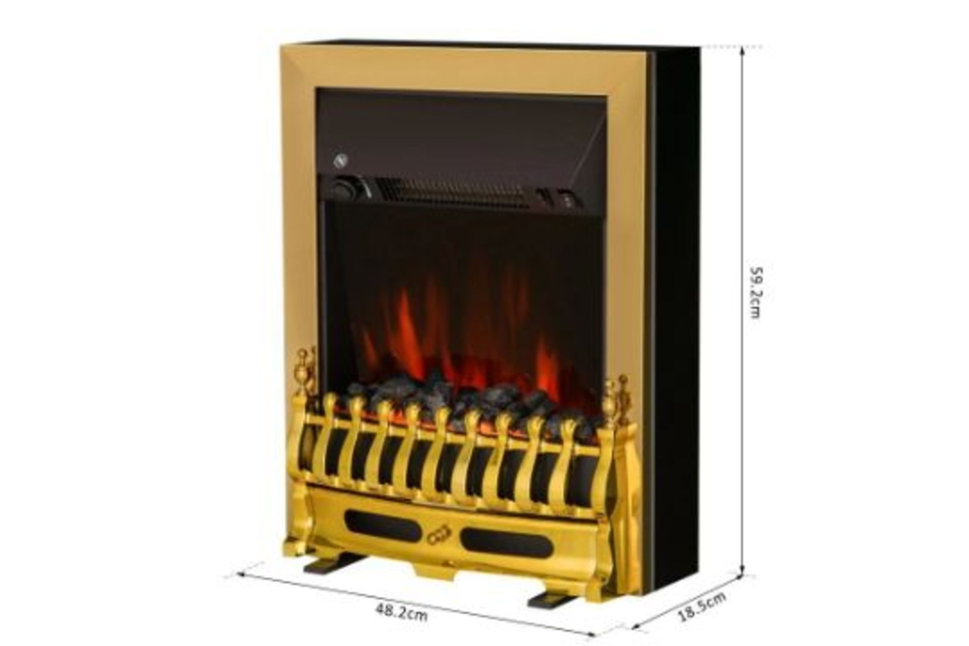 RRP £124.99 - HOMCOM LED Flame Electric Fire Place 2000W Coal Burning Effect Heat Freestanding - Image 3 of 4