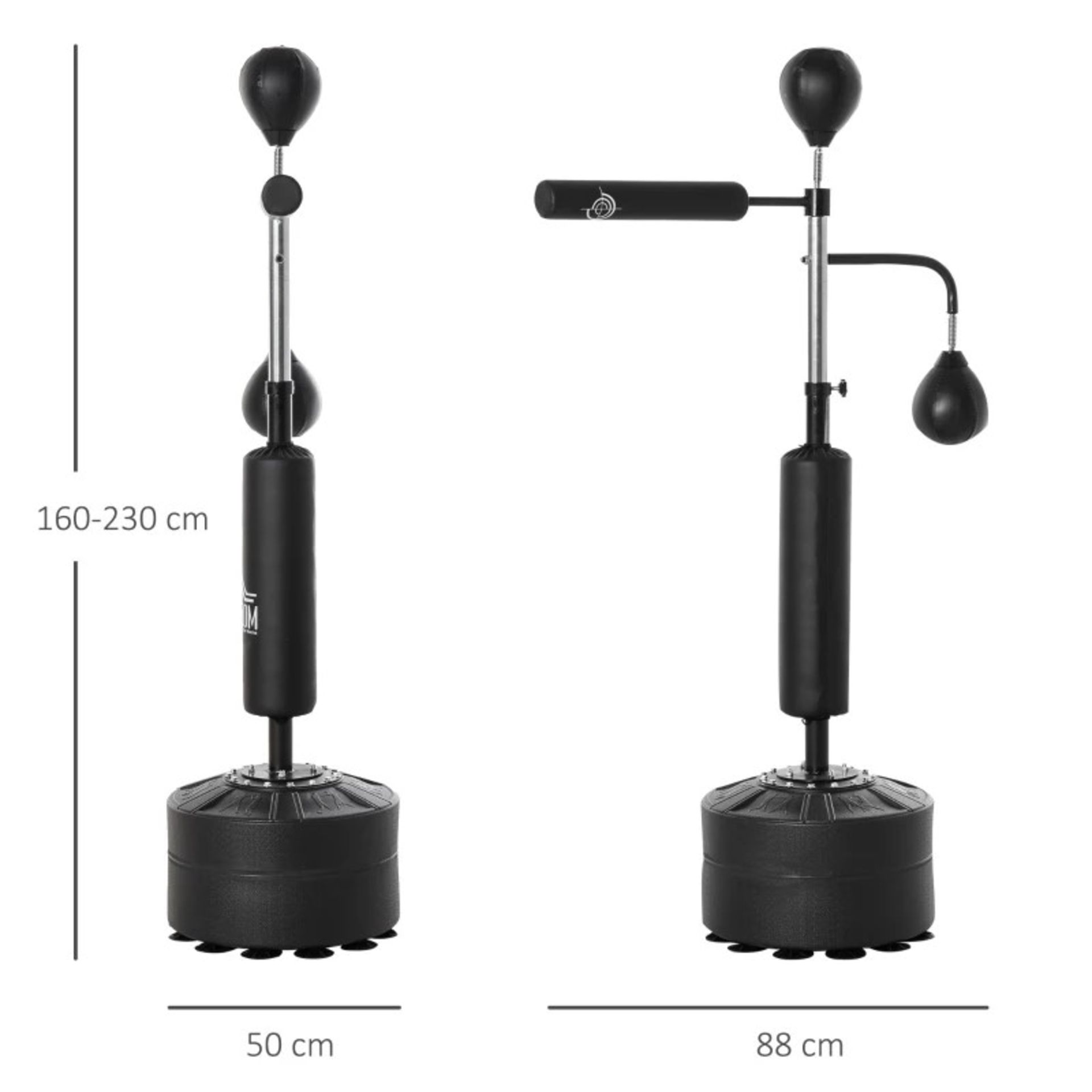 RRP £189.99 - HOMCOM Indoor Boxing Bag Set w/ Adjustable Height, Water/Sand Base, & 12 Suction - Image 3 of 5