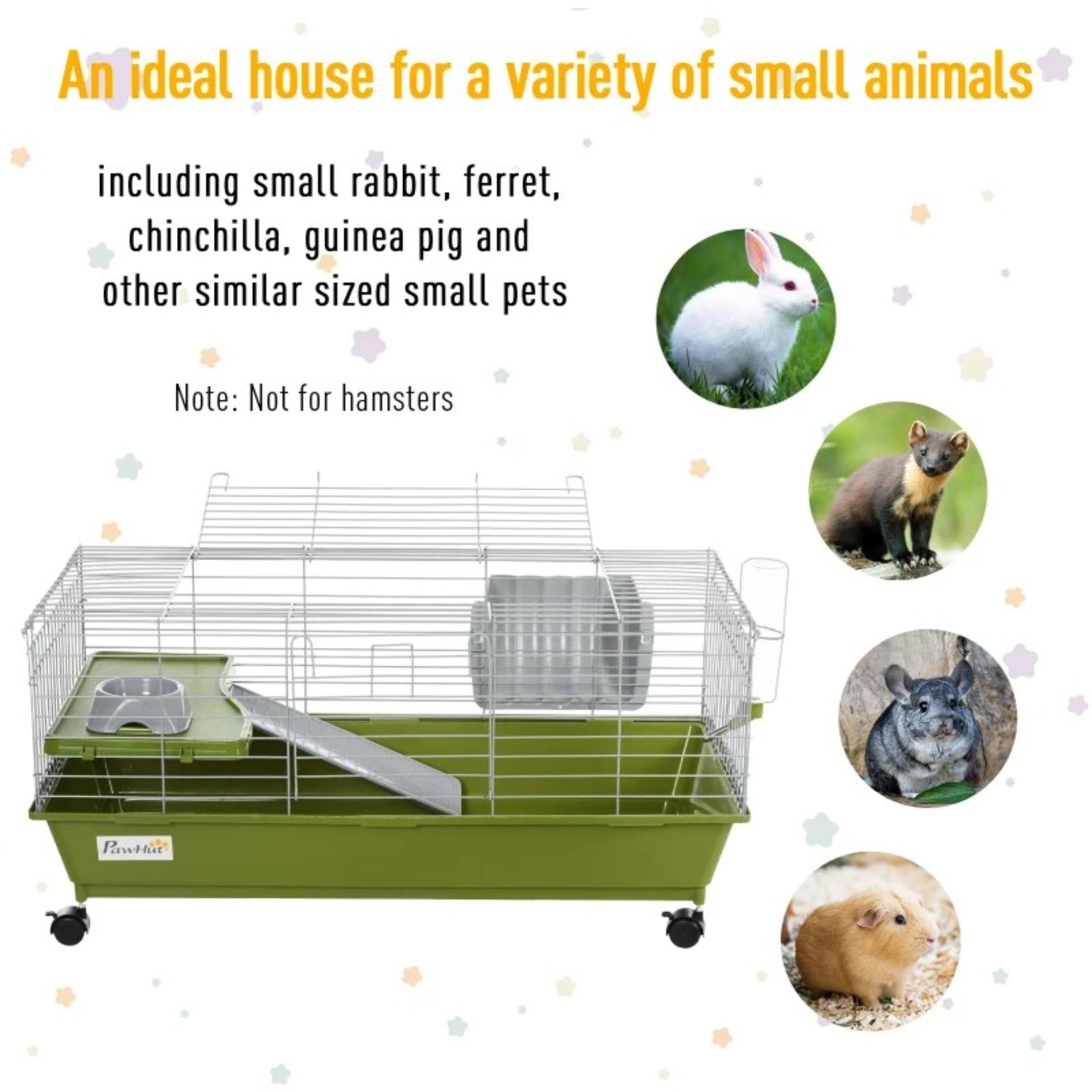 RRP £119.99 - PawHut 35" Small Animal Cage Chinchilla Guinea Pig Hutch Ferret Pet House with - Image 3 of 4