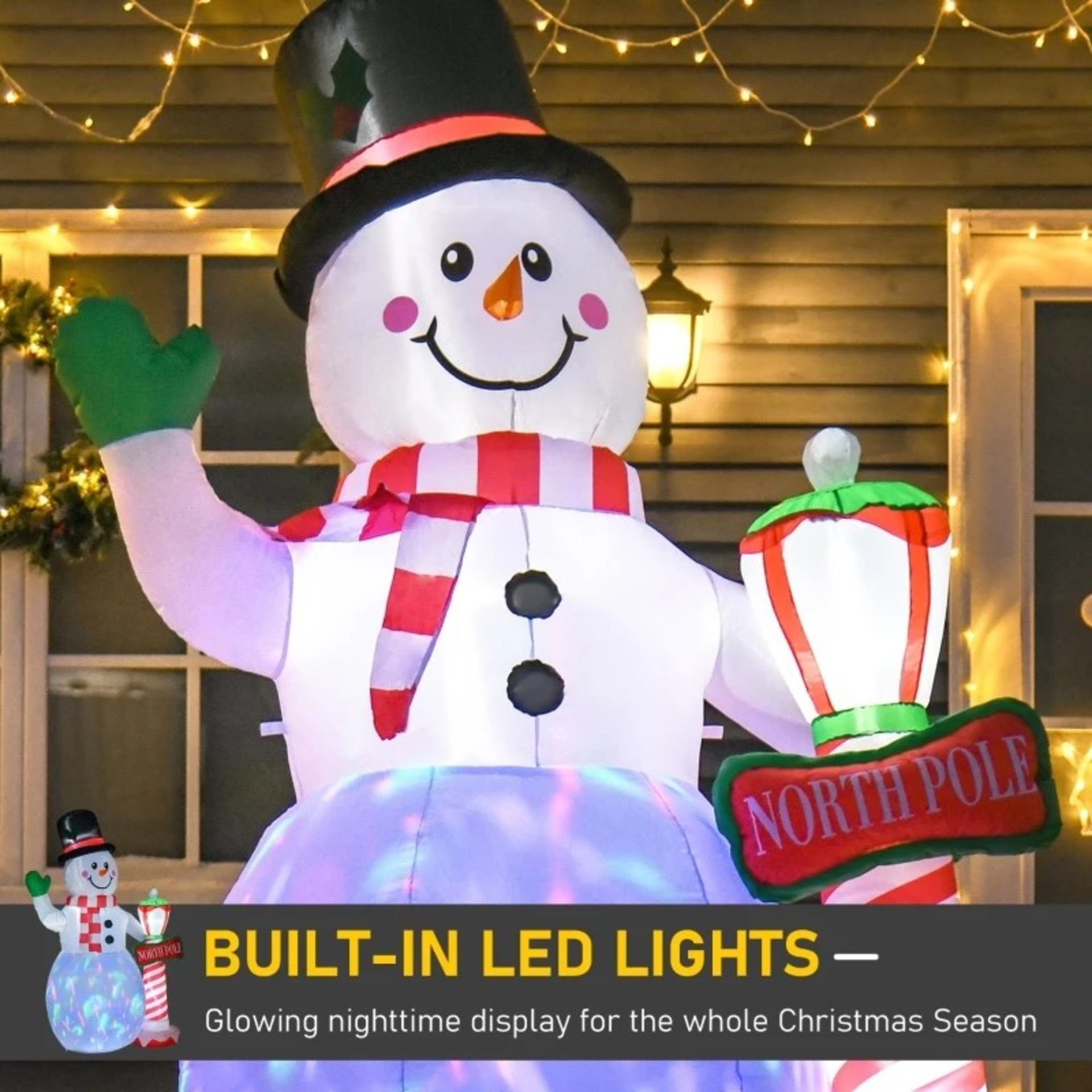 RRP £69.99 - HOMCOM Christmas Inflatable Snowman with Street Lamp Lighted for Home Indoor Outdoor - Image 3 of 4