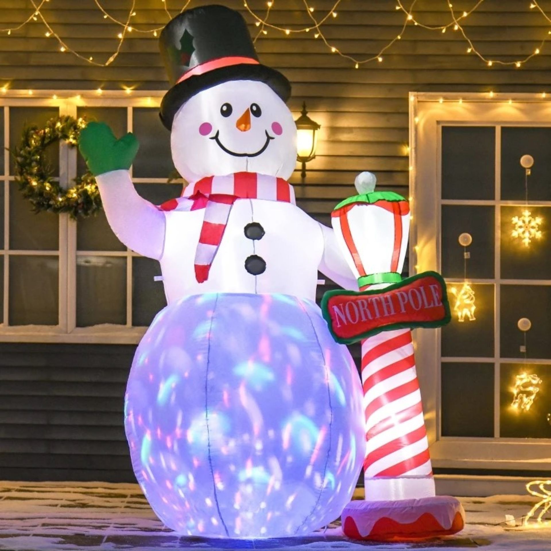 RRP £69.99 - HOMCOM Christmas Inflatable Snowman with Street Lamp Lighted for Home Indoor Outdoor