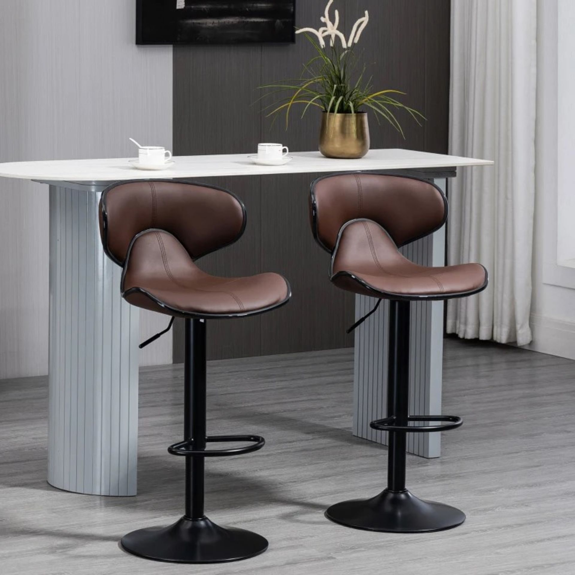 RRP £149.99 - HOMCOM Adjustable Swivel Bar Stools Set of 2, Barstools with Footrest and Backrest,