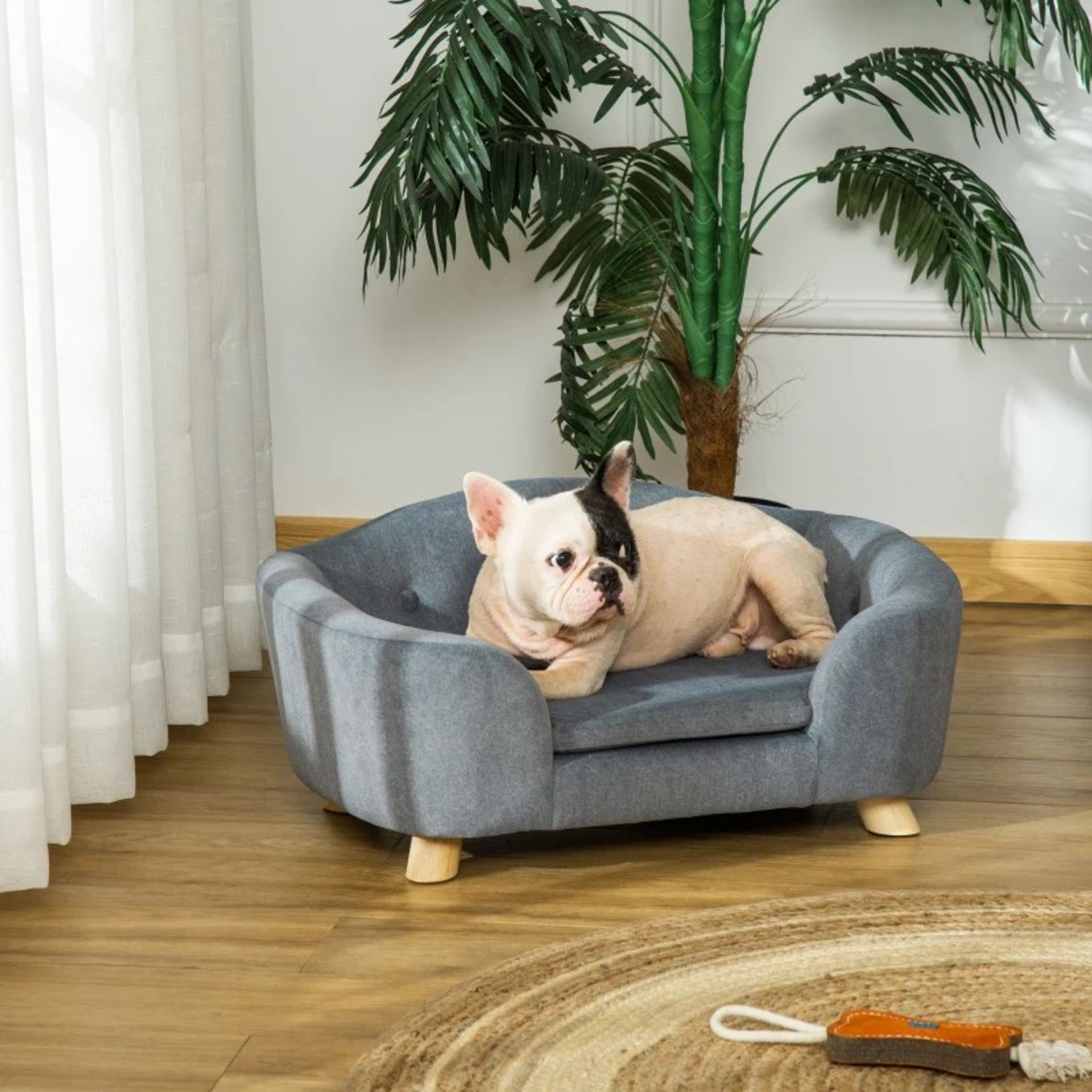 RRP £99.99 - PawHut Pet Sofa Puppy Kitten Lounge, w/ Wooden Frame, Washable Cushion, Grey -