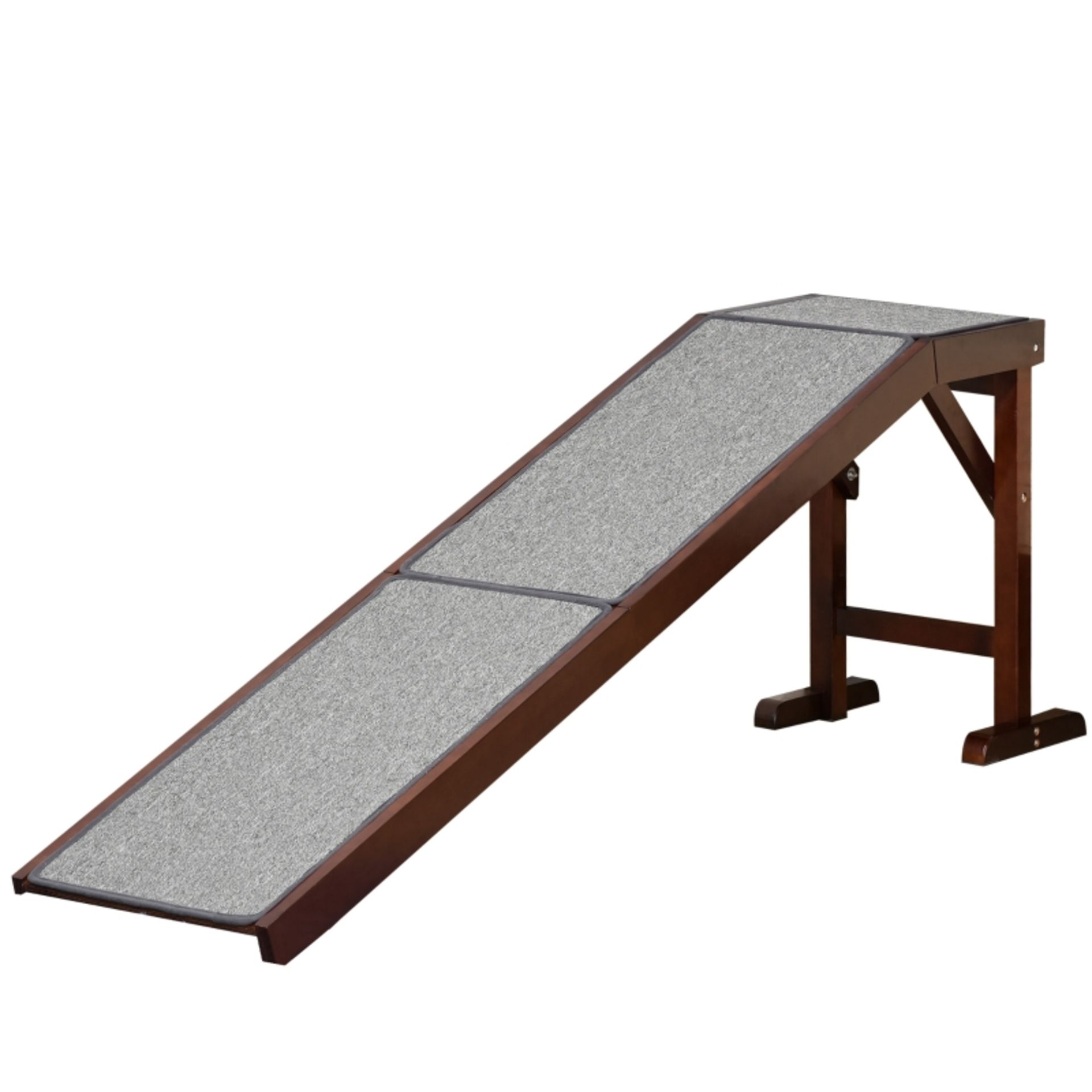 RRP £89.99 - PawHut Dog Ramp Foldable with Non-slip Carpet Top Platform Brown Grey