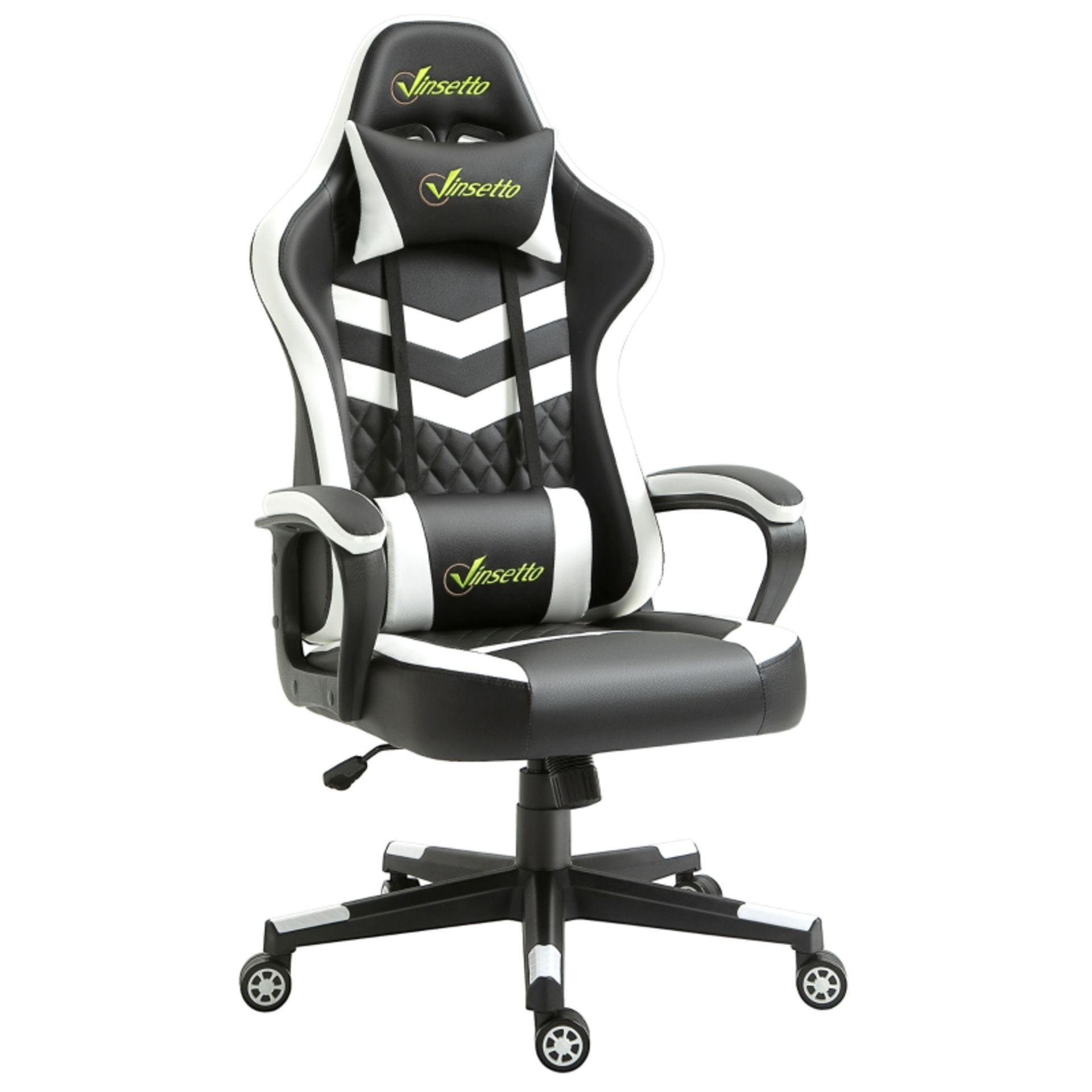 RRP £129.99 - Vinsetto Racing Gaming Chair with Lumbar Support, Headrest, Swivel Wheel, PVC