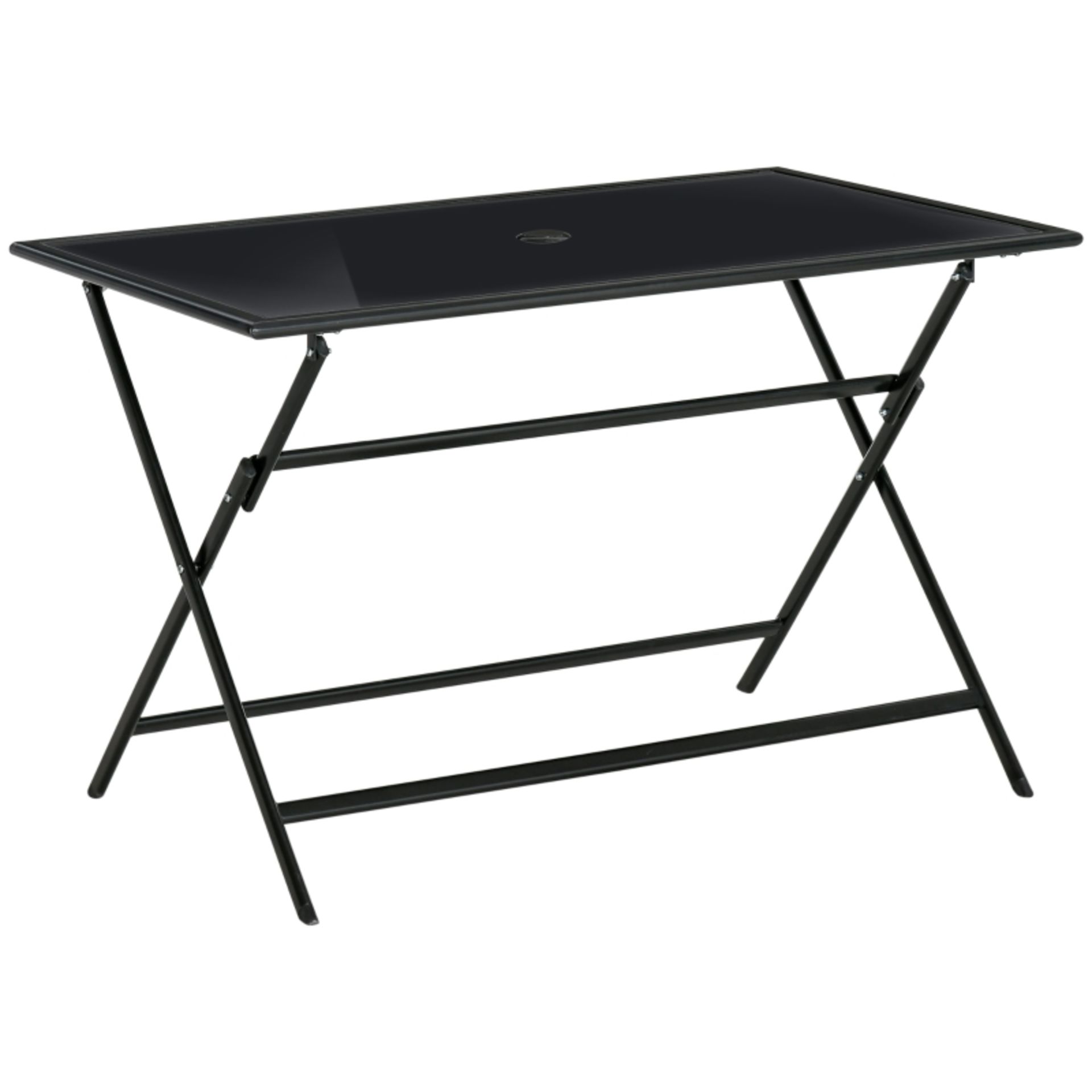 RRP £104.99 - Outsunny Folding Outdoor Dining Table for 6, Rectangle Garden Table Tempered Glass Top