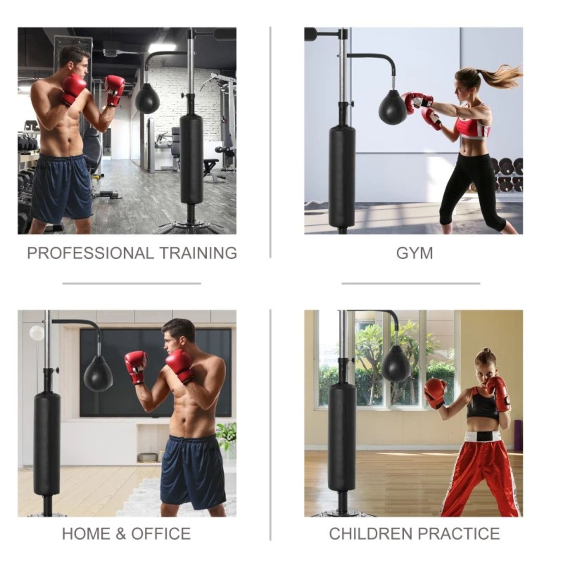 RRP £189.99 - HOMCOM Indoor Boxing Bag Set w/ Adjustable Height, Water/Sand Base, & 12 Suction - Image 4 of 5