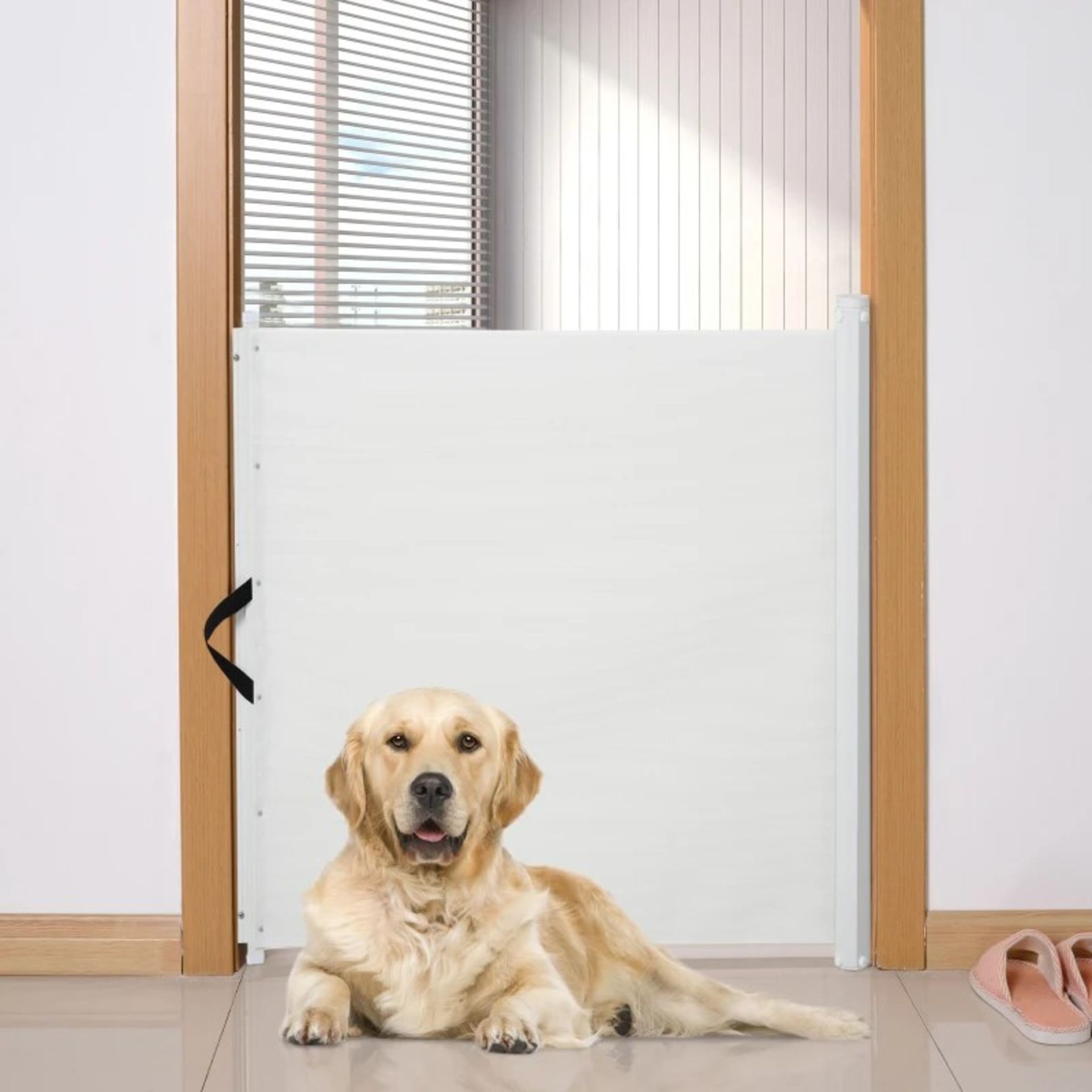 RRP £89.99 - PawHut Retractable Dog Pet Safety Gate Barrier-White -