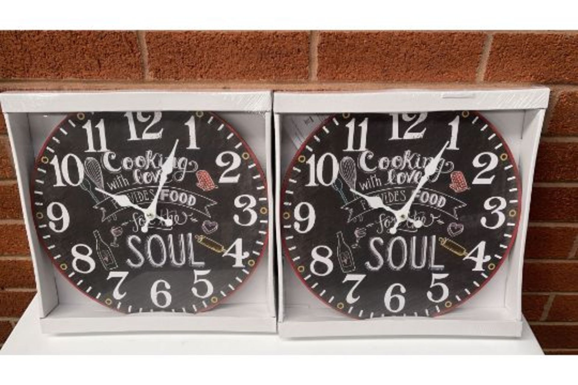 X2 NEW FOOD FOR SOULD BLACK WALL CLOCKS