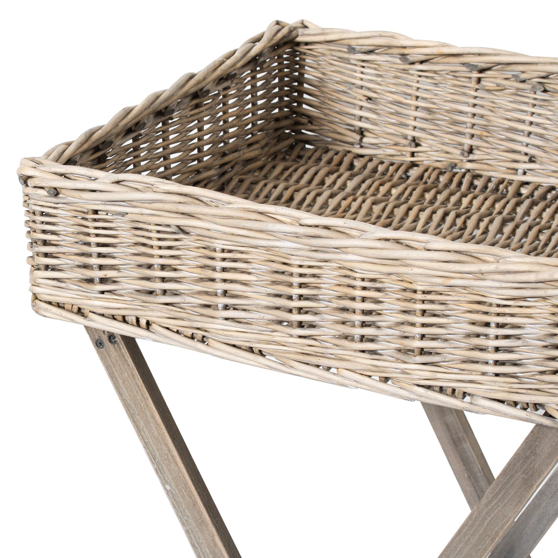 New Large Grey Wash Wicker Basket Butler Tray 21314 - 40L x 50W x 80H - Image 2 of 2