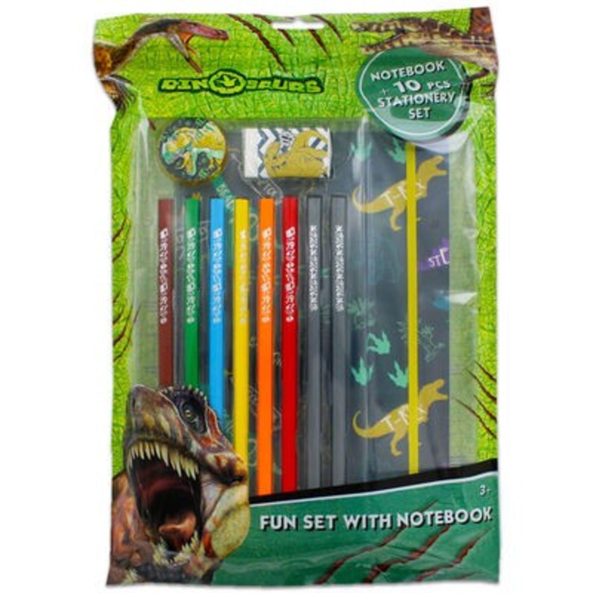 New Dinosaur Notebook With 10pc Stationery Set