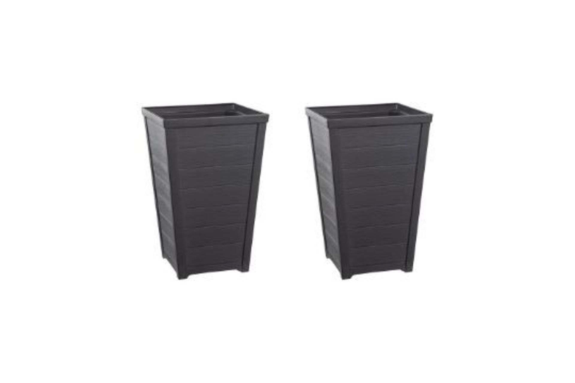 RRP £54 - X2 New Stylish & Durable Large Keter Taper Planters - 43 x 43 x 73cm - Image 2 of 2