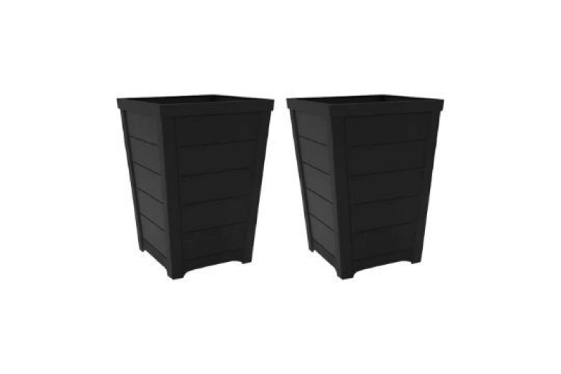 RRP £40 - X2 New Stylish & Durable Medium Keter Taper Planters - 36 x 36 x 60cm - Image 2 of 2