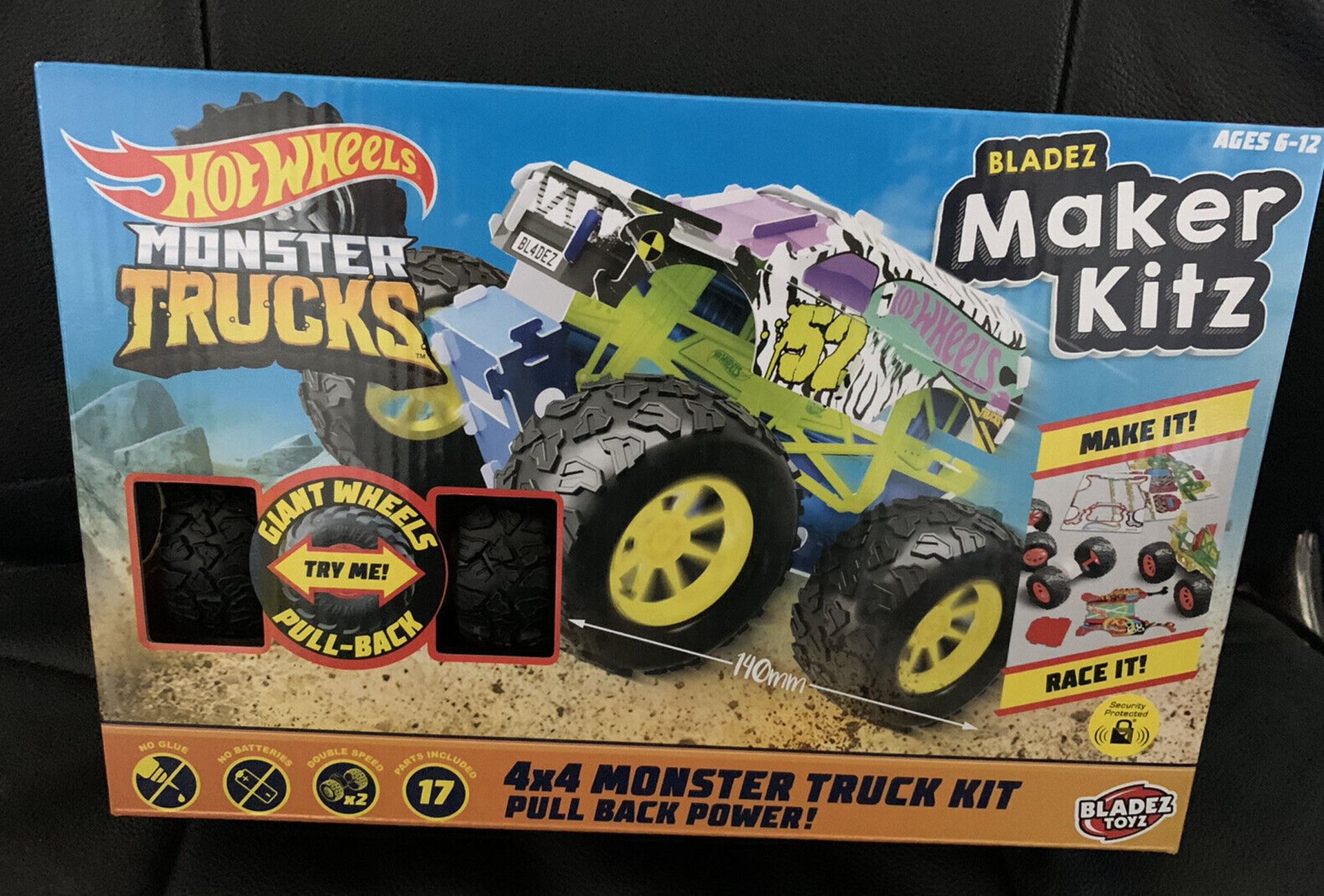 RRP £13.99 - New Hot Wheels Torque Terror Monster Trucks Maker Kit, Pull Back Power