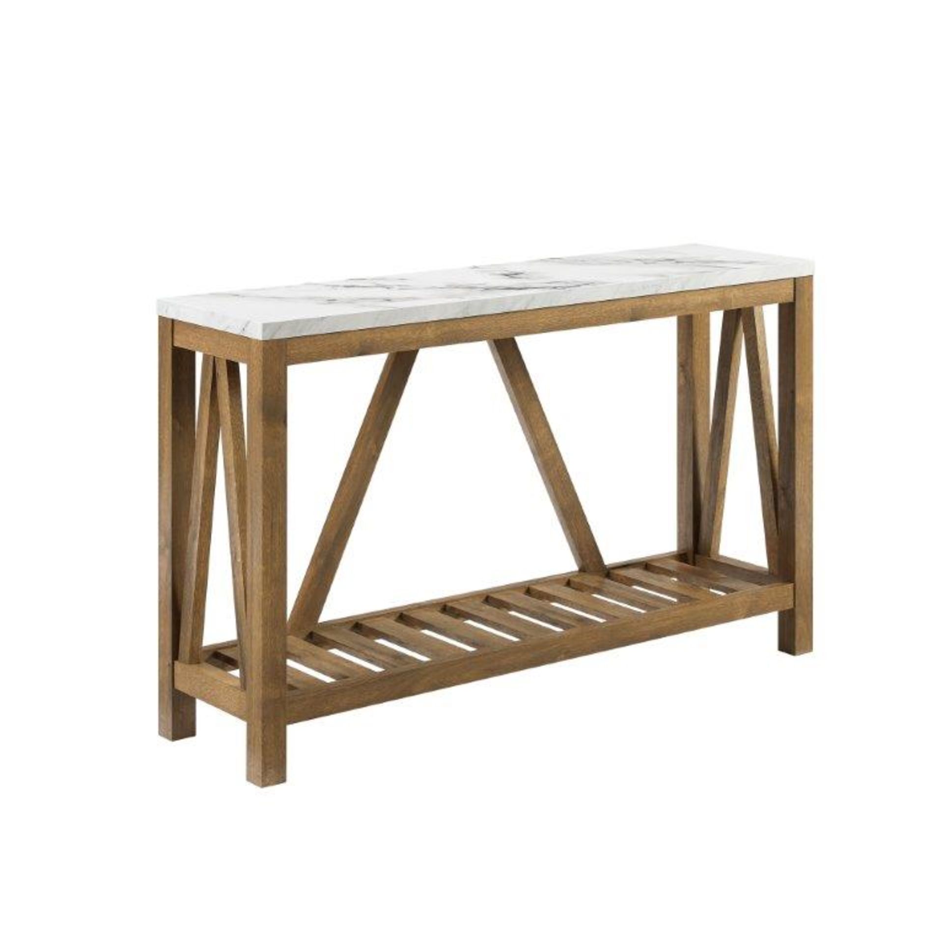 RRP £338 - NEW 52" Walnut & Marble Effect Rustic Entryway Table - 82 x 133 x 36cm - Image 2 of 4