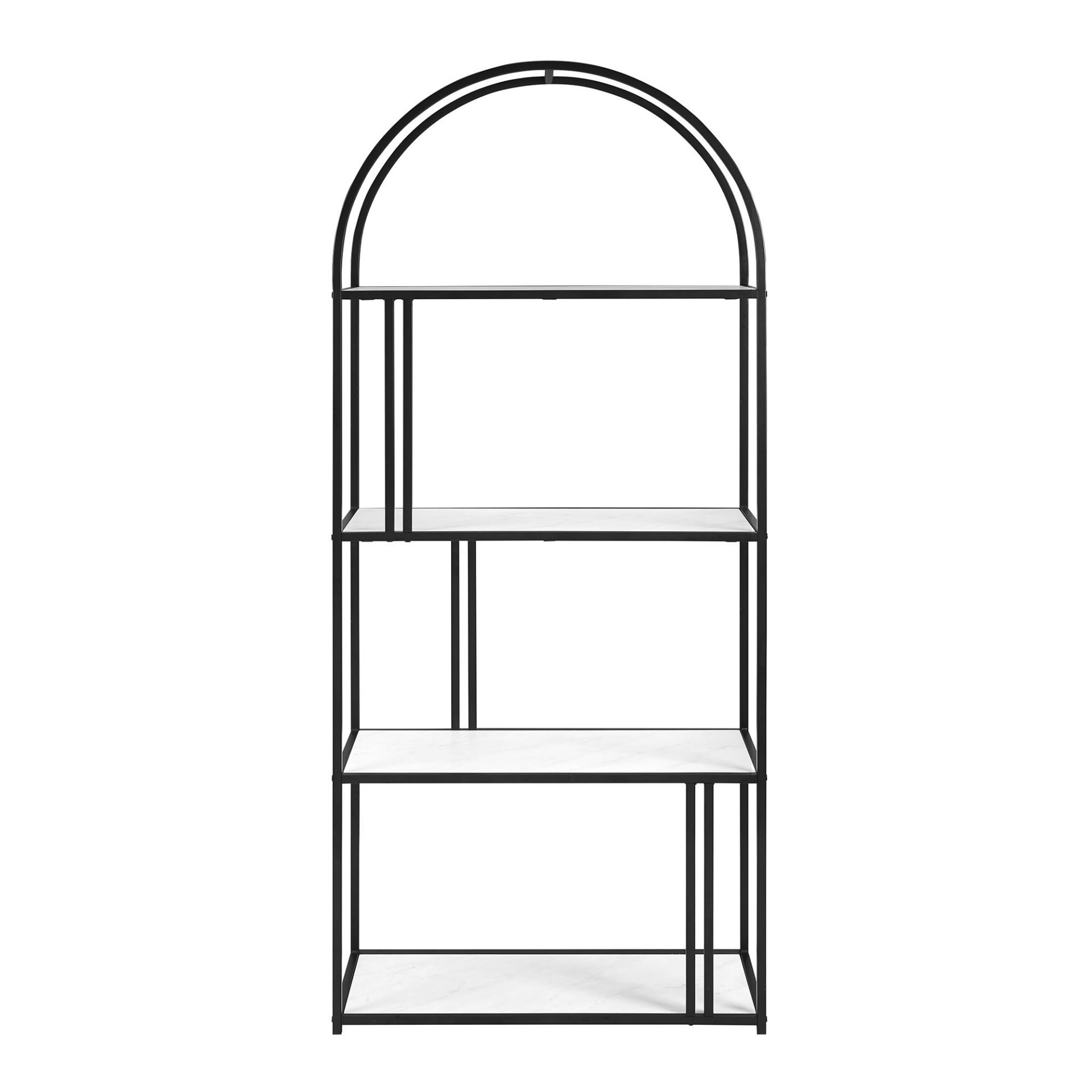 RRP £310 - NEW 68" White Faux Marble Arched Frame 4 Shelf Bookcase - 173 x 77 x 36cm - Image 2 of 3