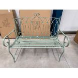 RRP Â£249 - LIGHT BLUE METAL TWO SEATER BENCH.