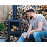 RRP Â£279.99 - FF410 New Square Black Terrace Heater With Wood StoreÂ