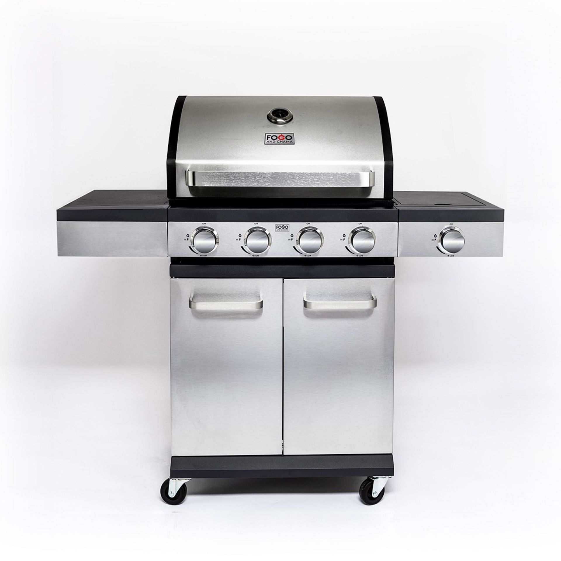 RRP Â£499 - New Fogo & Charma 4 Burner BBQ In Stainless. The Scorpion 4.1 in stainless steel in a