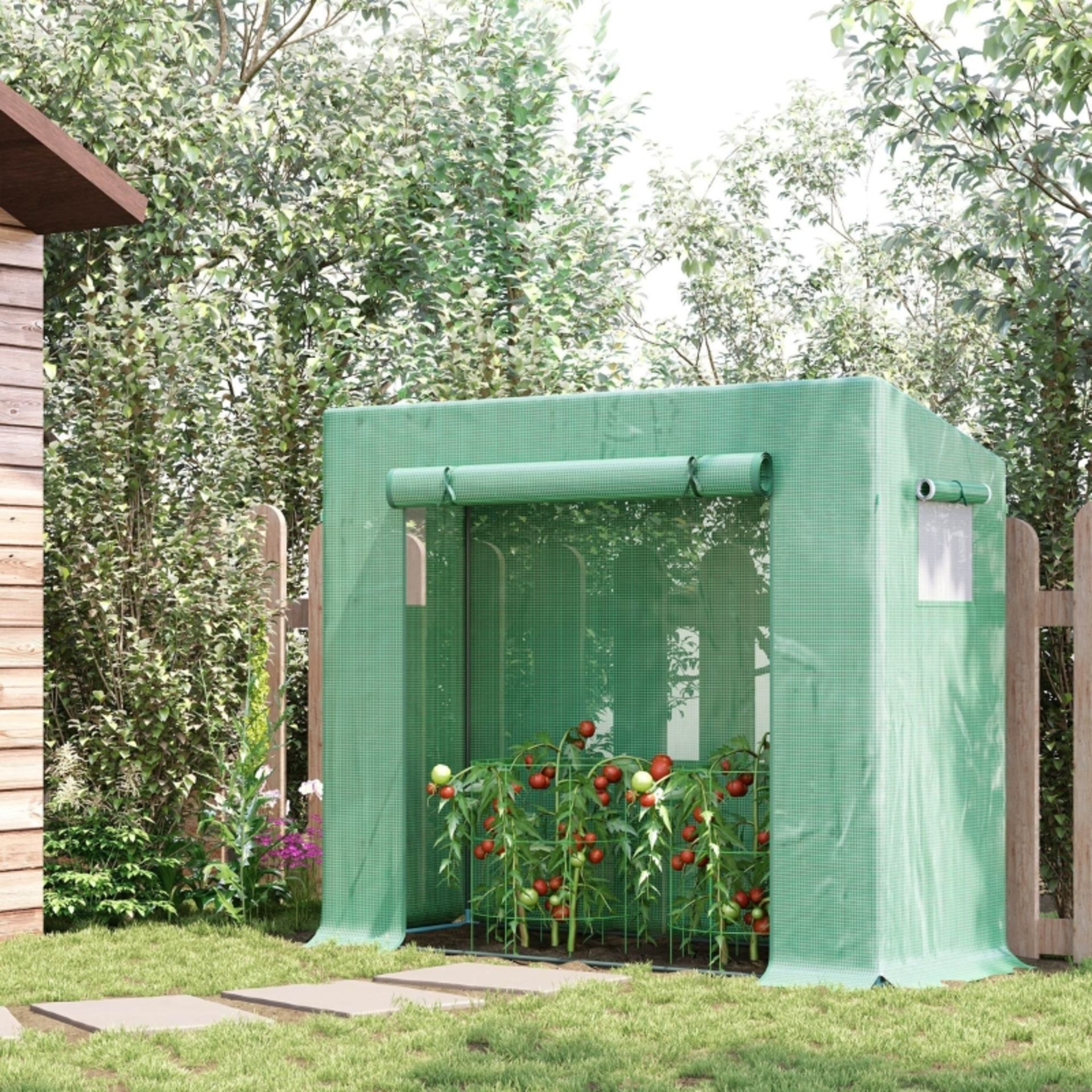 RPP £335.99 -Outsunny Outdoor Greenhouse Poly Tunnel Plants Reinforced Top Cover 1.98 X 0.77 X 1.