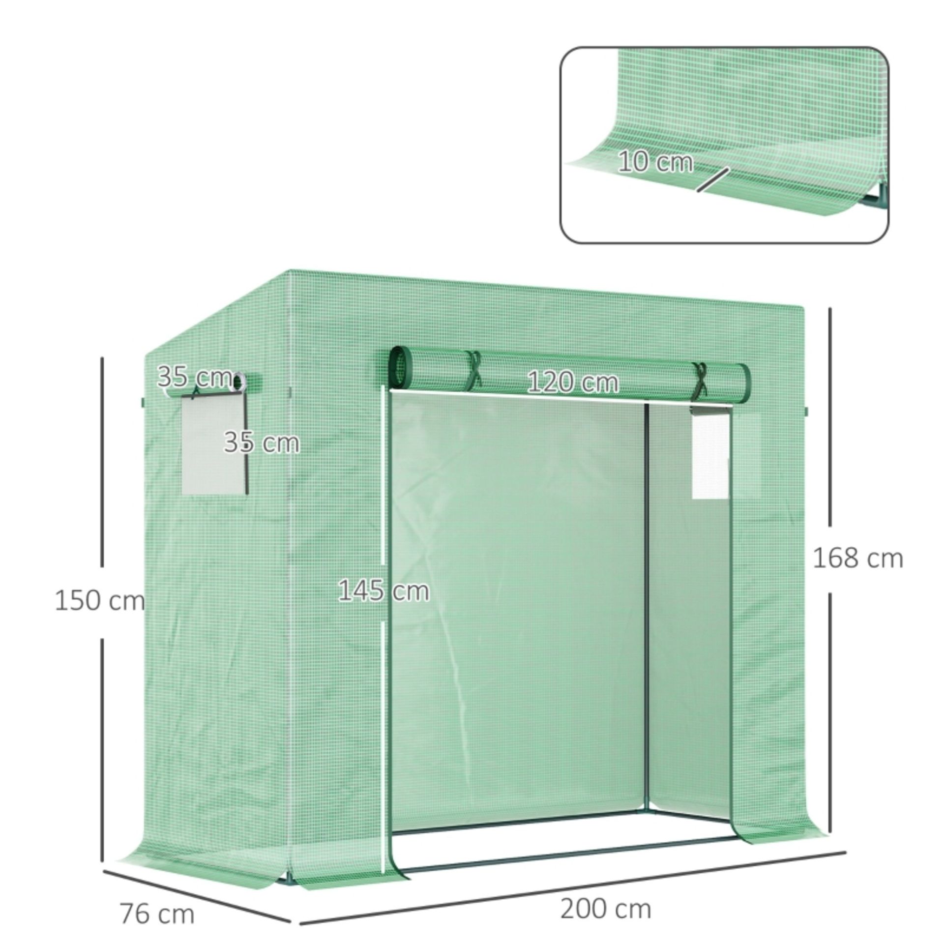 RPP £335.99 -Outsunny Outdoor Greenhouse Poly Tunnel Plants Reinforced Top Cover 1.98 X 0.77 X 1. - Image 3 of 5