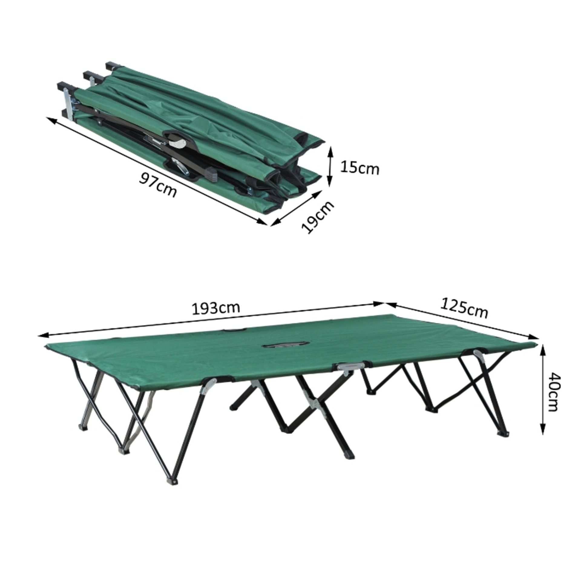 RPP £82.99 -Outsunny Double Camping Bed Camping Cot Foldable Sunbed Outdoor Patio Sleeping Bed Super - Image 3 of 5