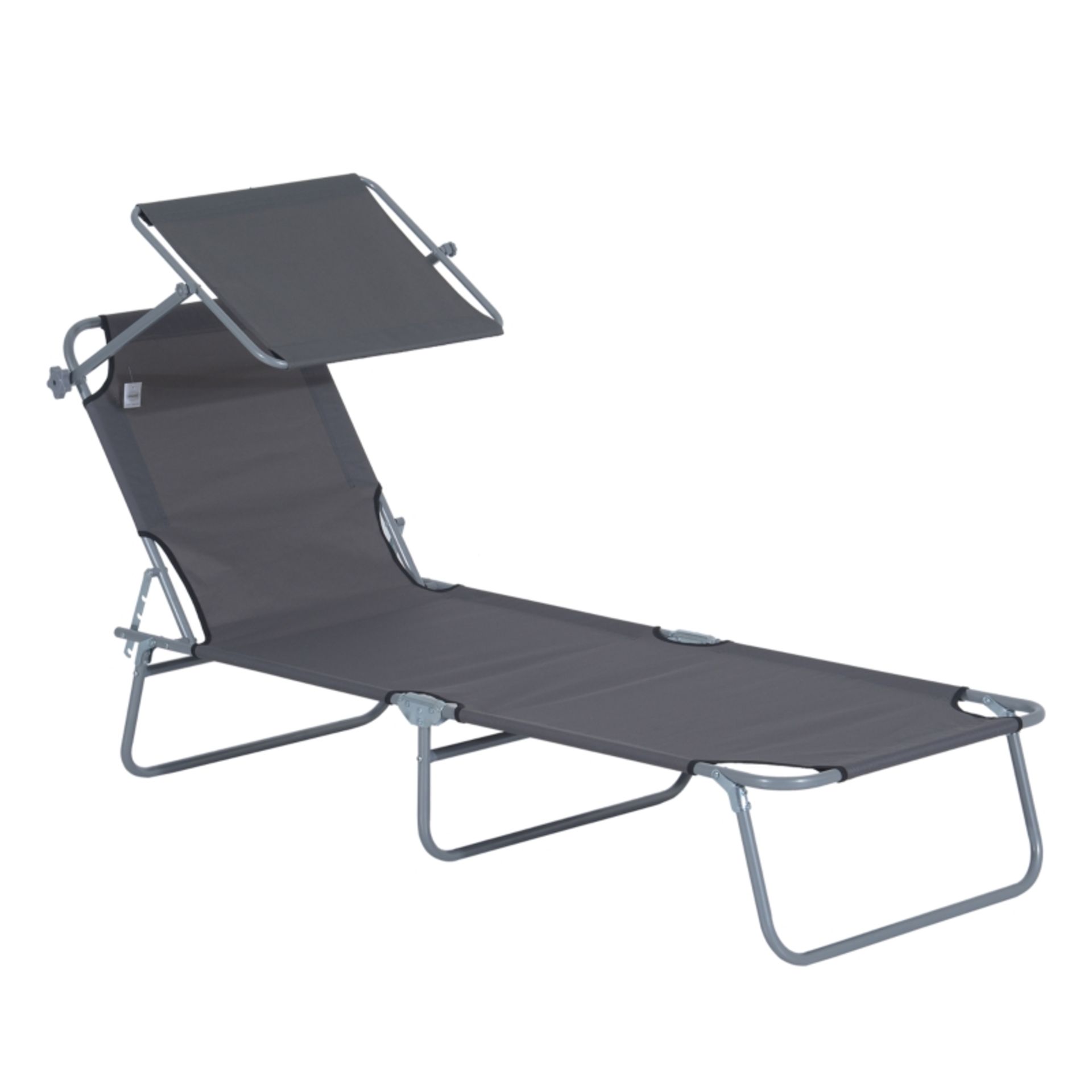 RPP £54.99 -Outsunny Reclining Chair Sun Lounger Folding Lounger Seat with Sun Shade Awning Beach - Image 2 of 4