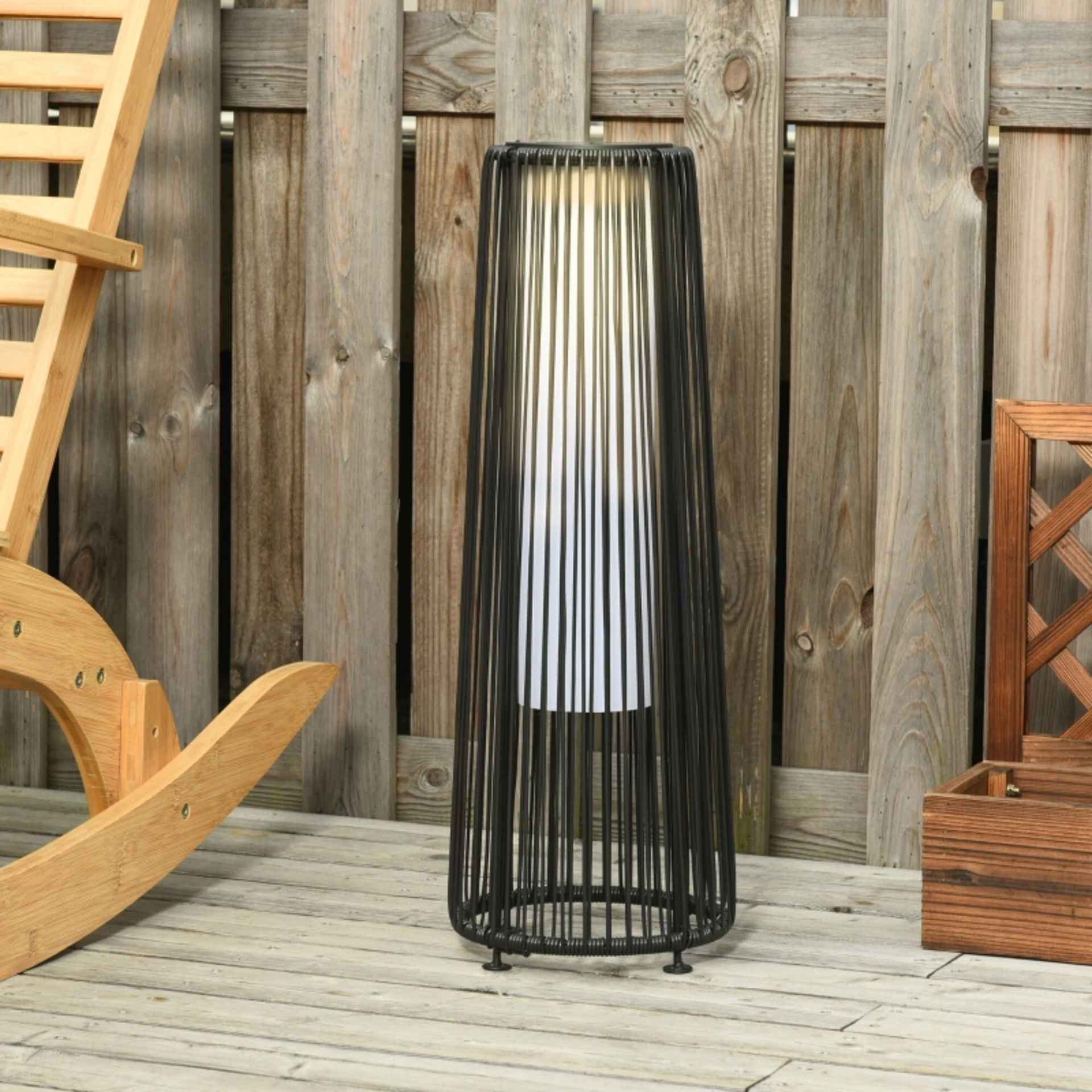 RPP £38.99 -Outsunny Patio Garden Solar Powered Lights Woven Resin Wicker Lantern Auto On/Off