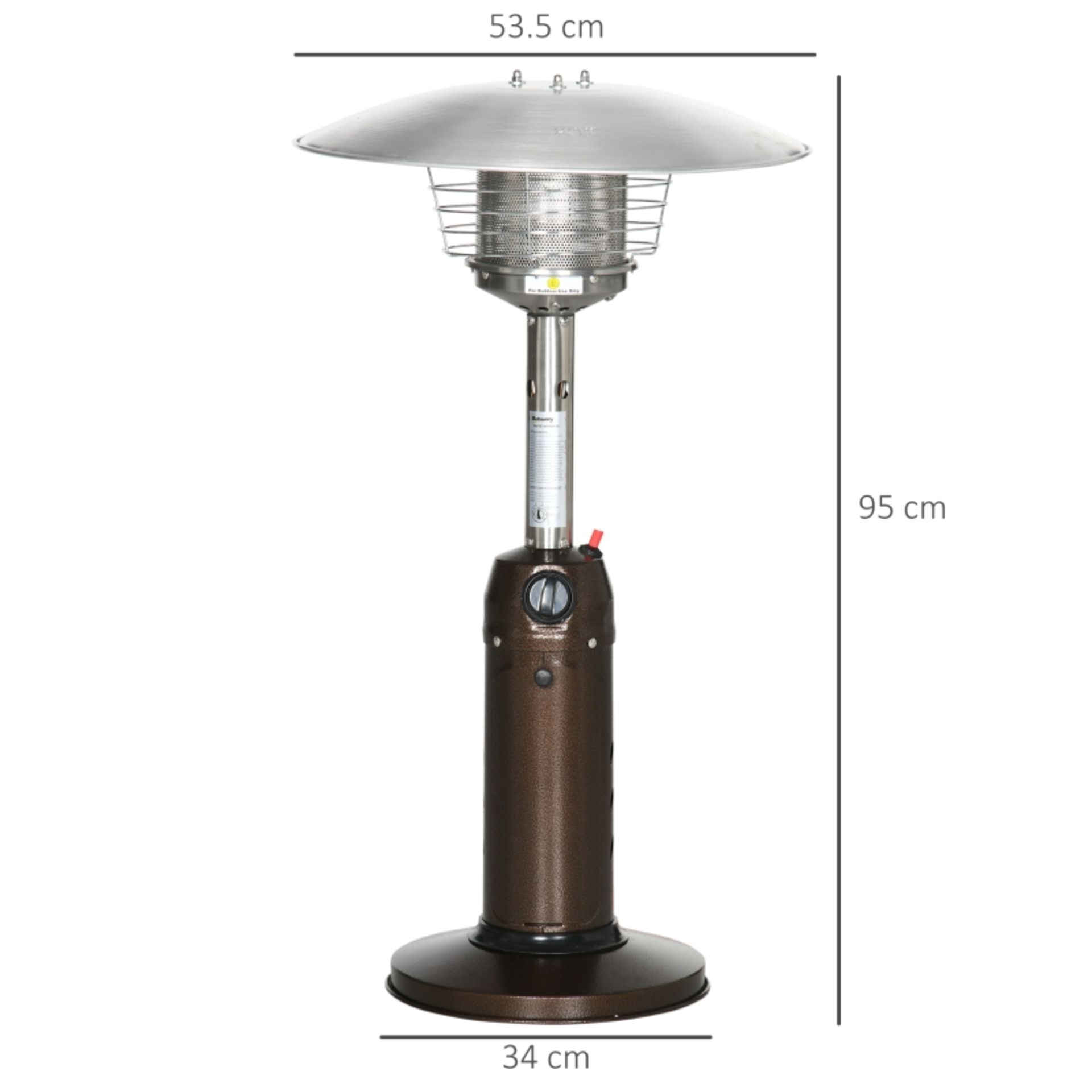 RPP £129.99 -Outsunny Gas Patio Heater with Tip-over Protection, Outdoor Heater with Piezo Ignition, - Image 3 of 4