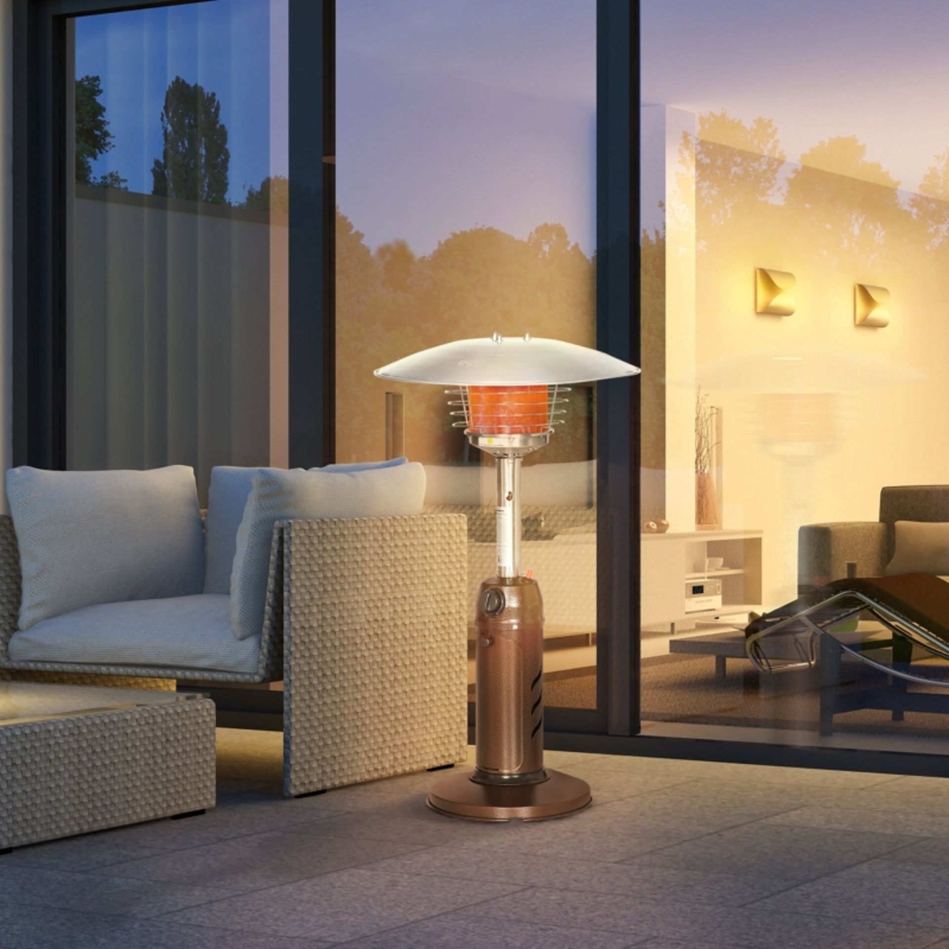 RPP £129.99 -Outsunny Gas Patio Heater with Tip-over Protection, Outdoor Heater with Piezo Ignition,