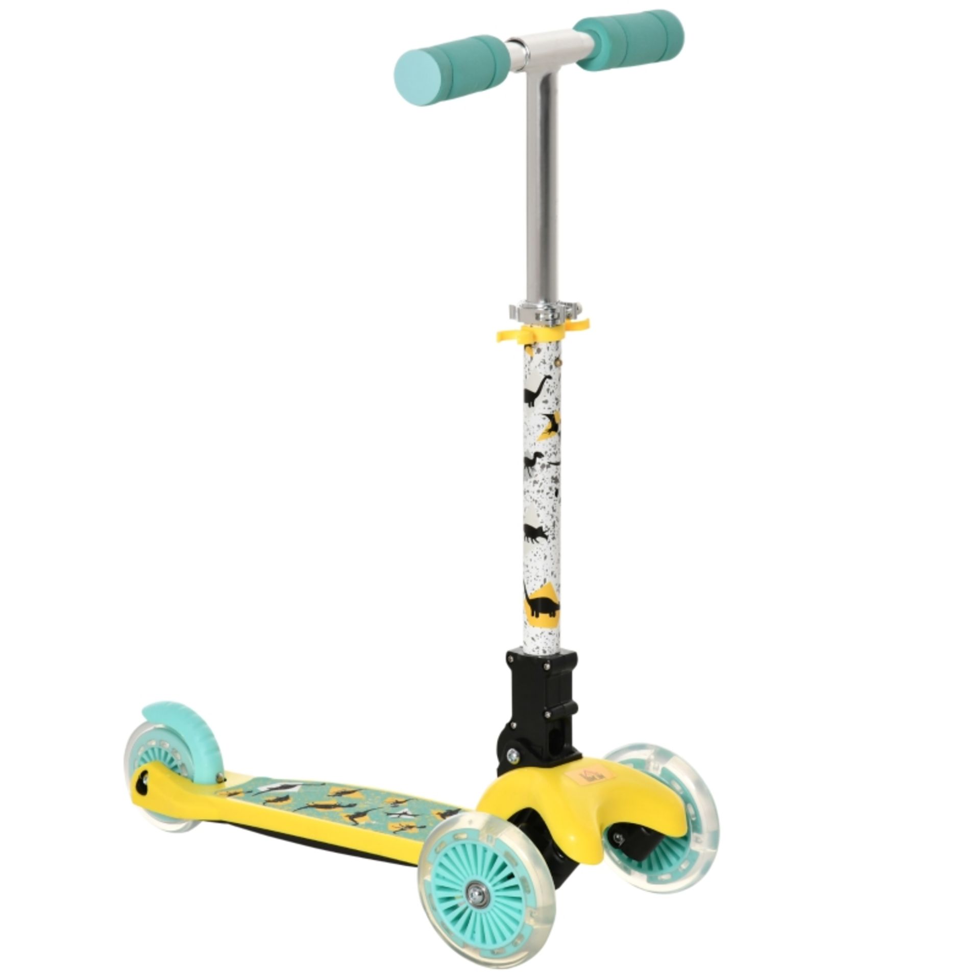 RPP £39.99 -HOMCOM Foldable Scooter for Kids with 3 Wheel Adjustable Height Flashing Wheels - Image 2 of 4