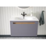 RRP £515 - Amaro Vanity Unit With Sink - Single Drawer 760 x 412 x 460mm Wall Hung Soft Violet