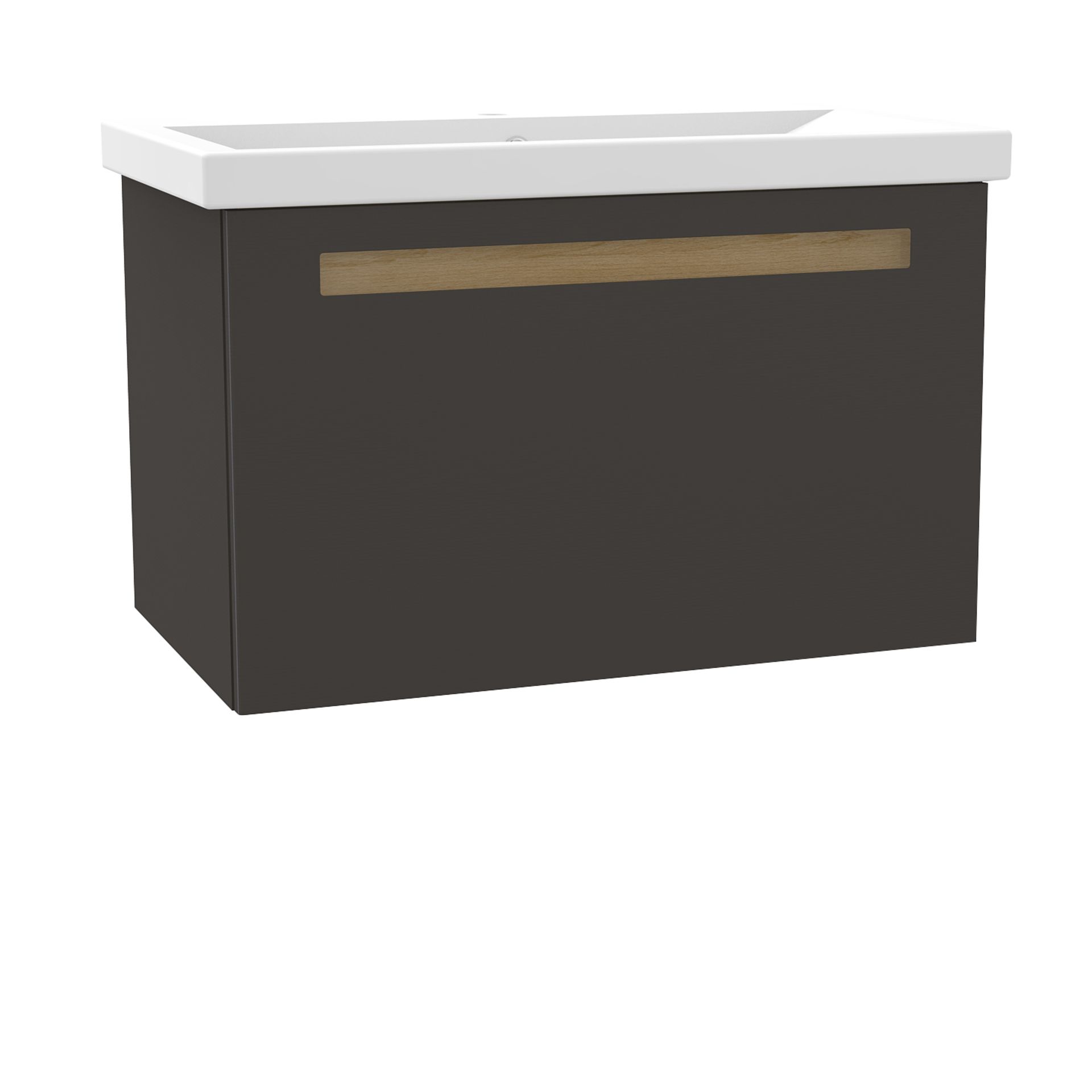 RRP £515 - Amaro Vanity Unit With Sink - Single Drawer 760 x 412 x 460mm Wall Hung Anthracite Matt